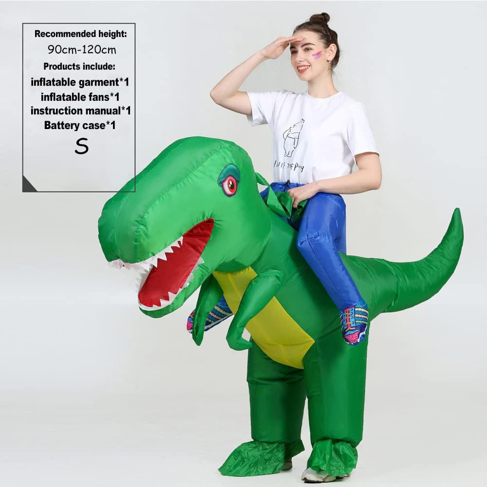 Inflatable Riding Dinosaur Costumes for Adult Kids, Funny Blow up Halloween Dinosaur Costume, Halloween Parent-Child T Rex Dino Suits Gifts image number 2