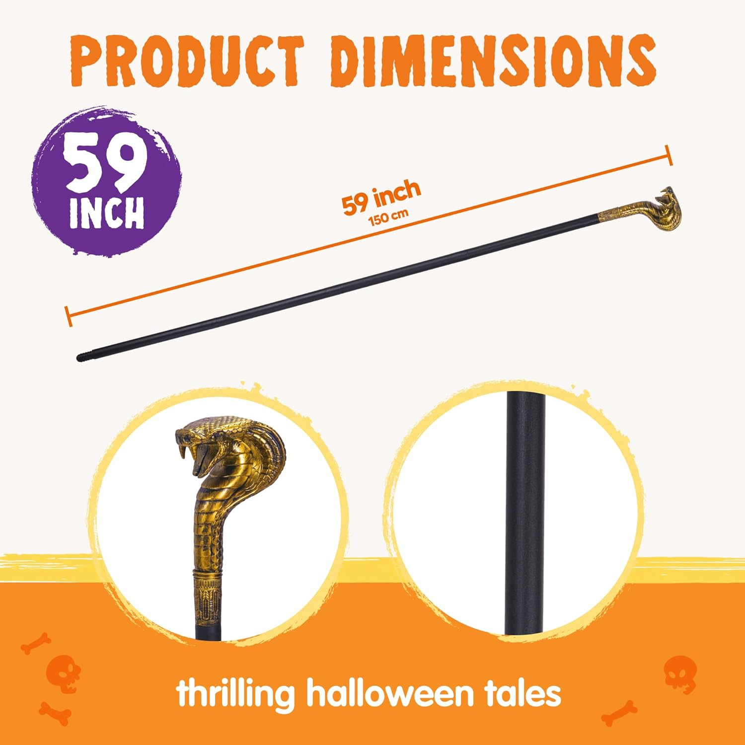 Spooktacular Creations Mystical Pharaoh Accessory Ancient Egyptian Style Staff for Halloween Trick-Or-Treating, Themed Party, Halloween Dress-Up Parties, and Pretend Play Costume Gold image number 6