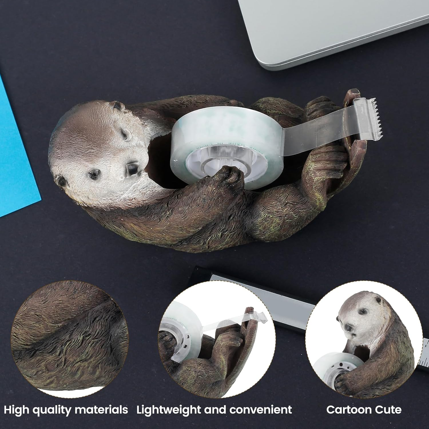 HSHGZSR Tape Dispenser Cute Animal Decor Figurine Resin Tape Holder Roll Holder Resin Stationery Desk Organizer Tape Cutting Tools Fun Small Tape Dispenser for Home School Office image number 4