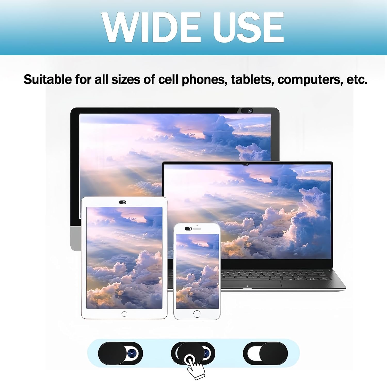 6-Pack Webcam Cover, Ultra-Thin Phone Camera Cover for Mac Book Pro, I M Ac, Lap Top, P C, I P a D Pro, I P H O N E 8/7/6 Plus, Privacy Protection, Easy to Use, Secure and Durable, Black image number 2