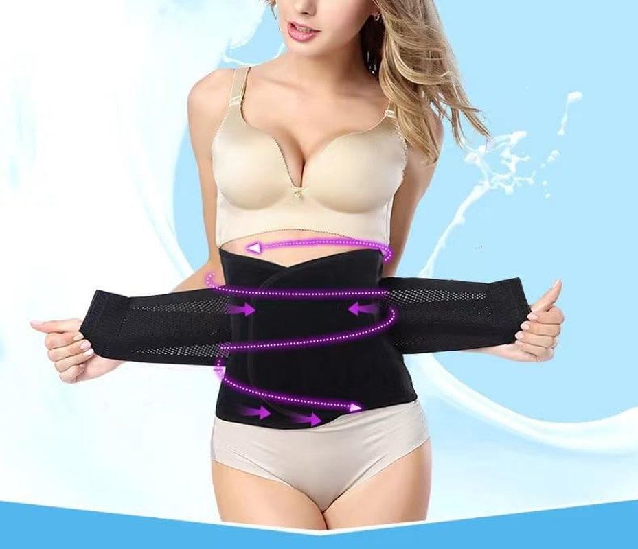 3-In-1 Postpartum Belt Pack, Support Recovery Belly/Waist/Pelvic Belt Shaper Postpartum Belly Band, Lumbar Disc Herniation, Sciatica, Lumbar Support Band (Black, Center) image number 1