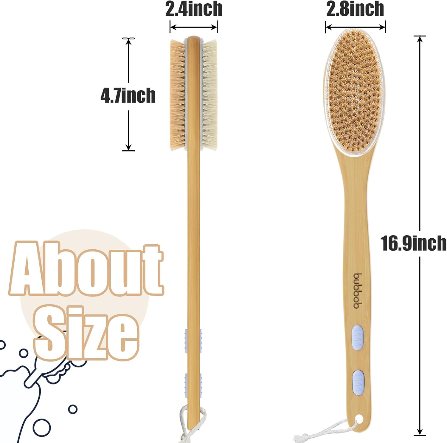 Back Scrubber for Shower,Bath Brush with Long Handle,Bath Brush Body Exfoliator for Wet or Dry Brushing,Men and Women (Blue) image number 4