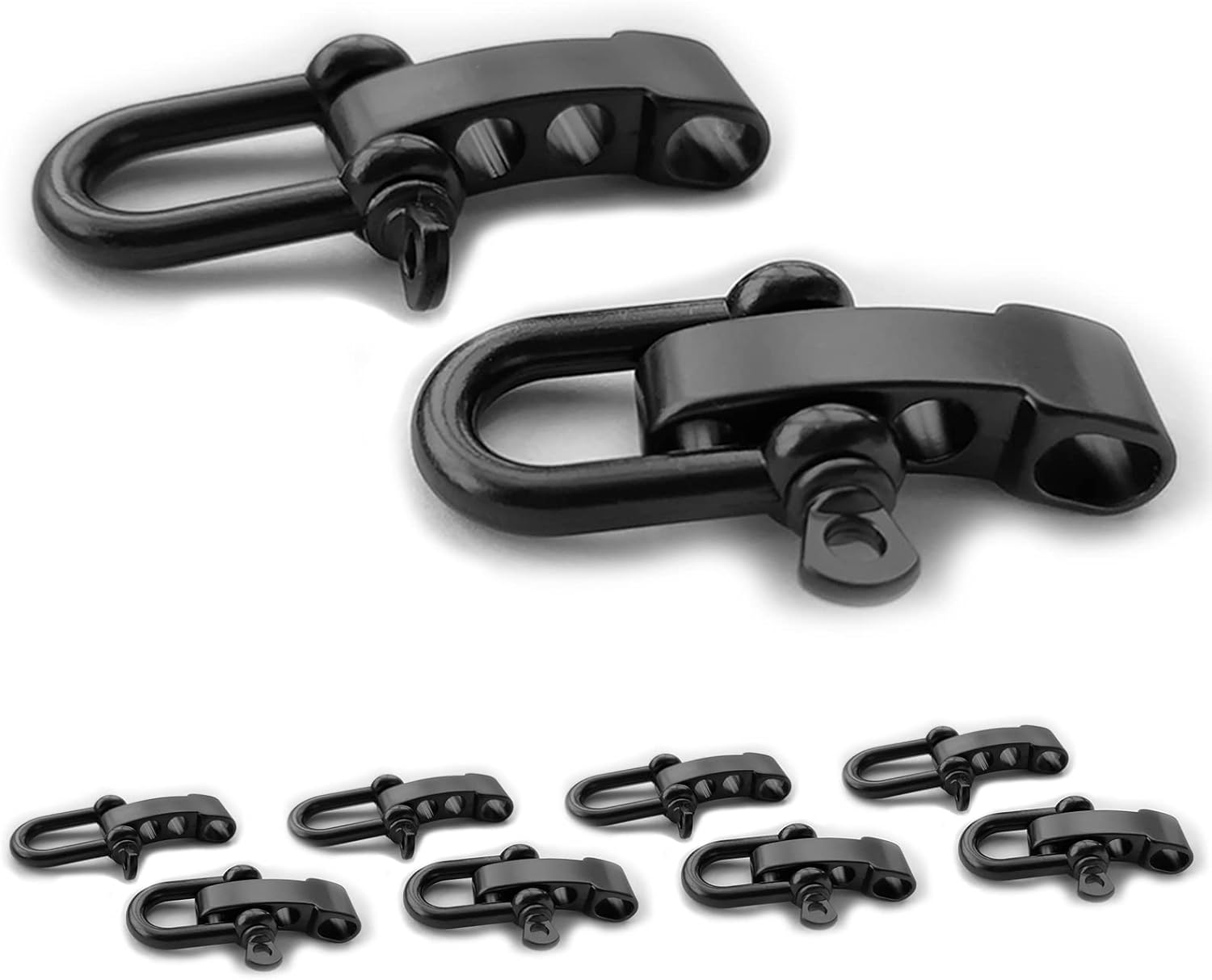 10 Pcs Paracord Bracelet Buckles Black Adjustable U Buckle Clip for Outdoor Survival Bracelet Wrist Strap U Shackles, Black image number 1