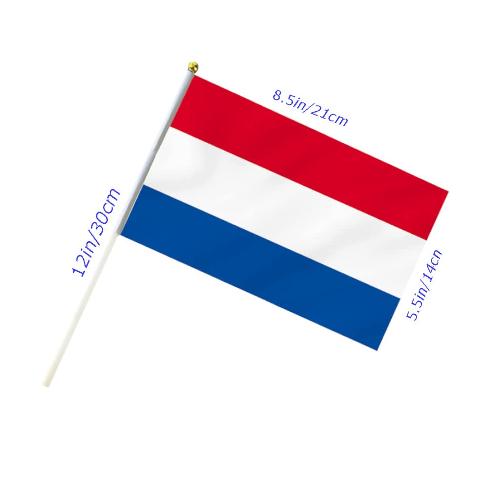 10 PCS Handheld Netherlands Flag,8.5&times;5.5 Inch Hand Held Mini Dutch Flags Banner for Indoor Outdoor Parade Waving the Tlag and Shouting