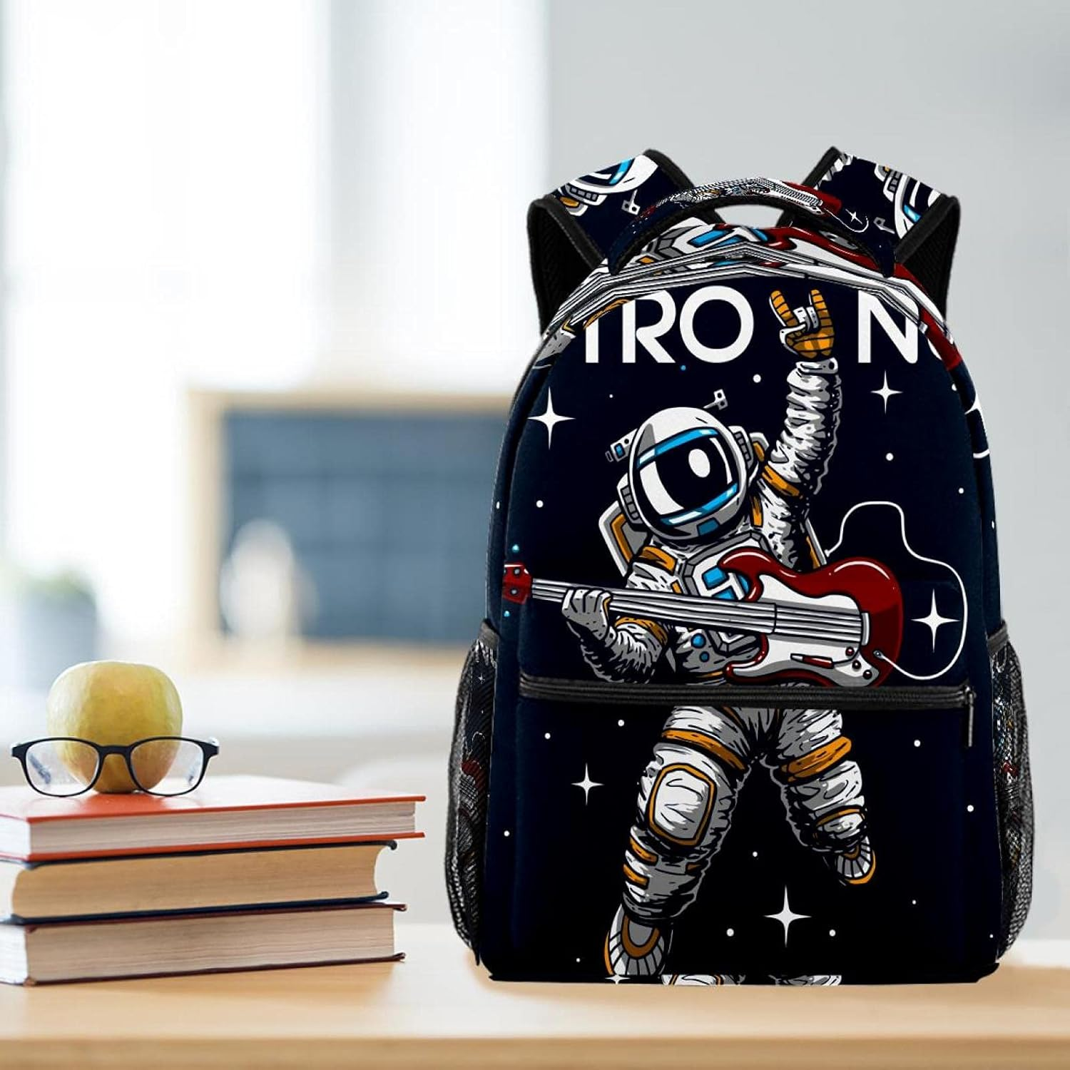 Crazy Astronaut Playing Guitar Backpack Students Shoulder Bags Travel Bag College School Tote Backpacks