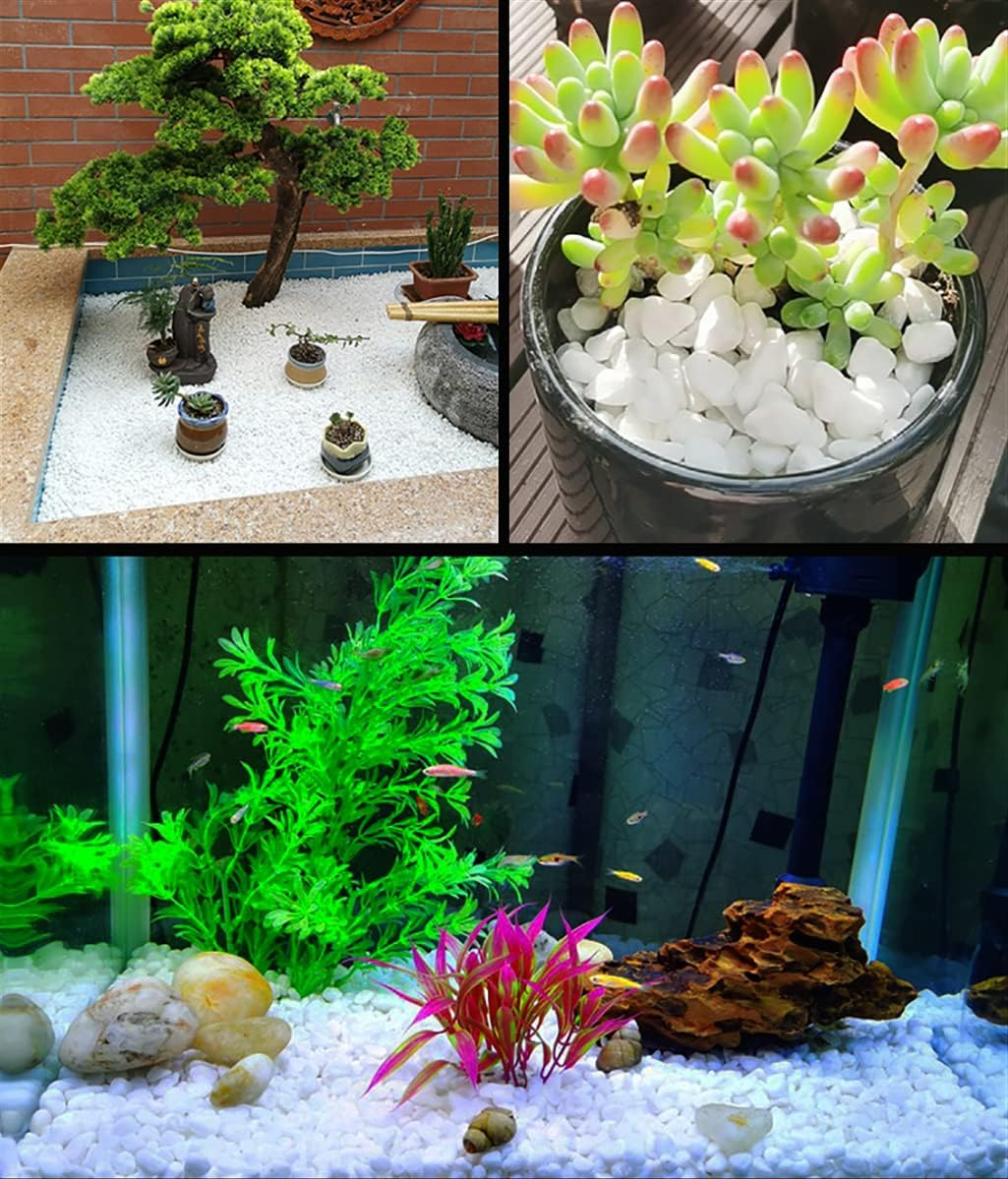 HOT SEAL White Polished Pebbles 3/8", Natural Decorative Smooth River Rocks, Gravel Size White Small Pebble Stone for Succulent, Bonsai, Potted Plants, Landscaping, Fairy Garden, Aquarium (3.3 Lb White) image number 3