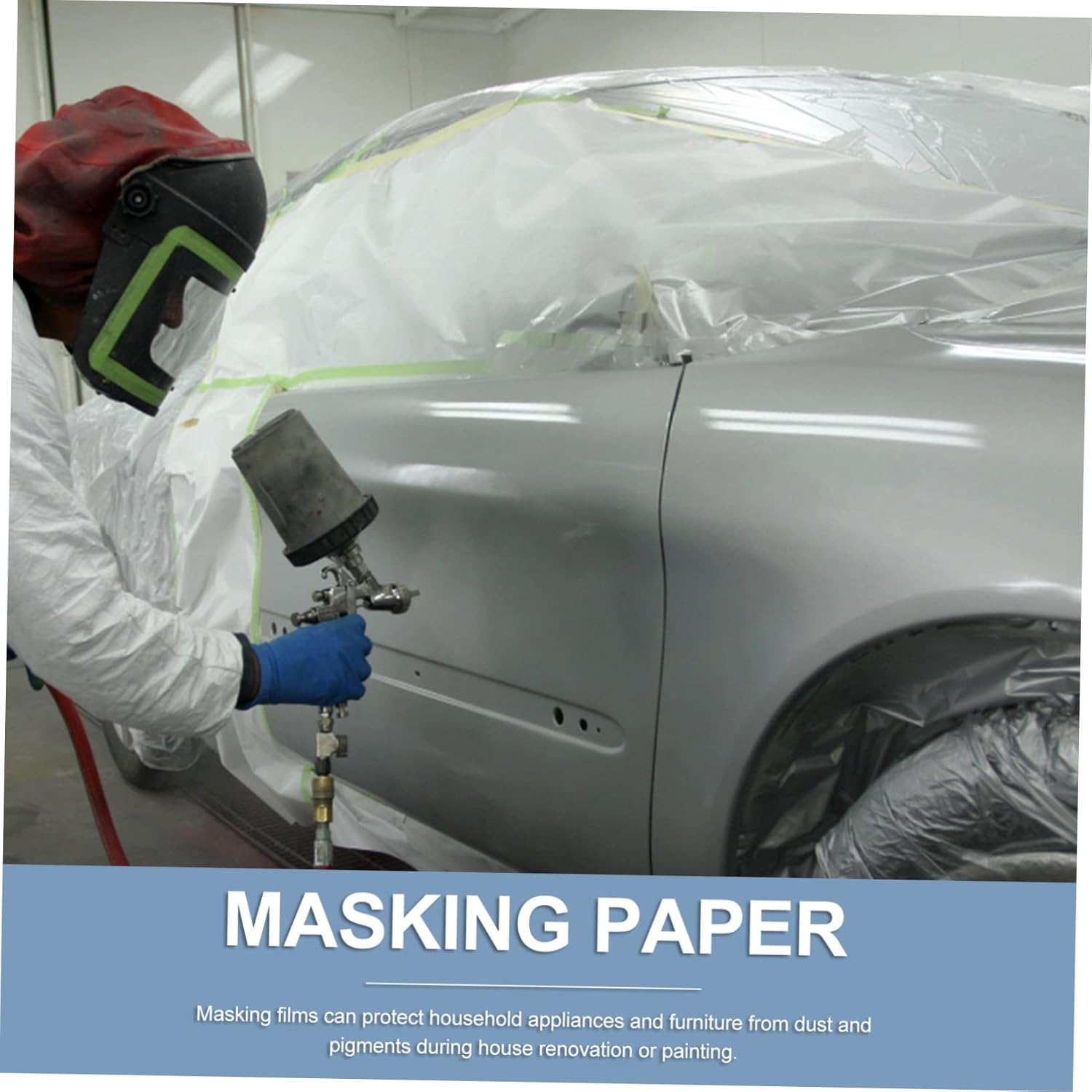 3 Rolls Masking Film Adhesive Masking Paper Meters for Painting Car Tape Protective