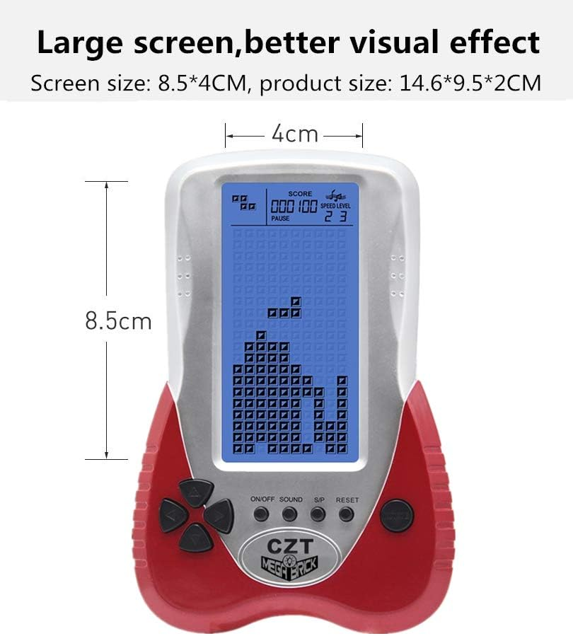 CZT Upgraded Version of Large-Screen Brick Game Console with Adjustable Blue Backlight Support Plug-In Headset Built-In 23 Games Rechargeable Nostalgic Leisurely Puzzle Children'S Gift image number 4