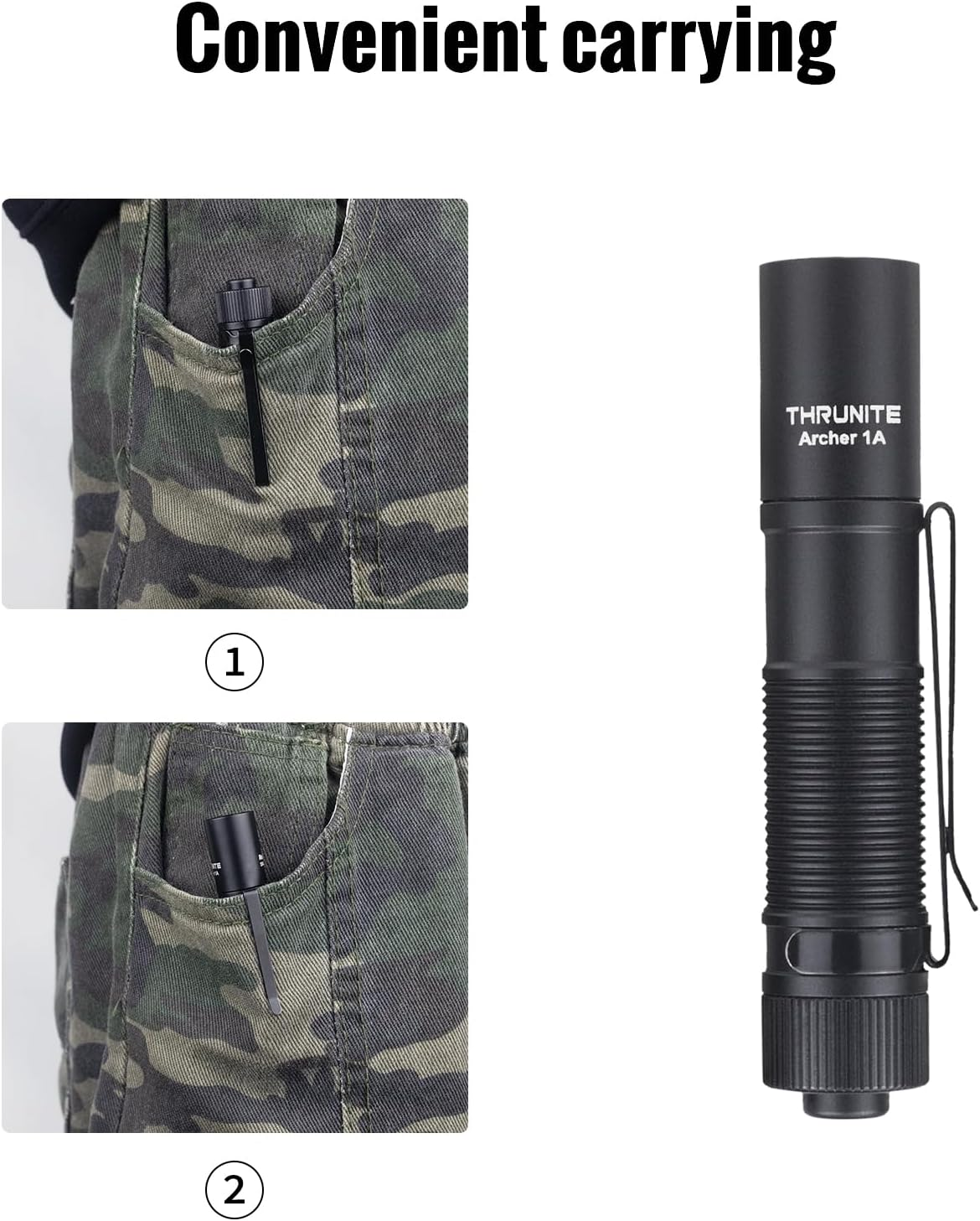 Thrunite Archer 1A CW Flashlight - Aluminum LED Torch - 312 Lumens & 91M Beam - Super Bright & 64 Mins Working - Waterproof Light- Emergency Light for Camping, Hiking & Outdoor Adventures Cool White image number 4