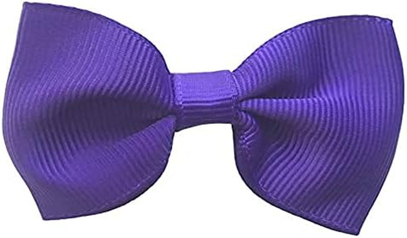 Purple Hair Bows Clips Slides Grips 2.7" Inch Soft Ribbon Small Straight School Hairbows for Girls 10Pcs image number 2