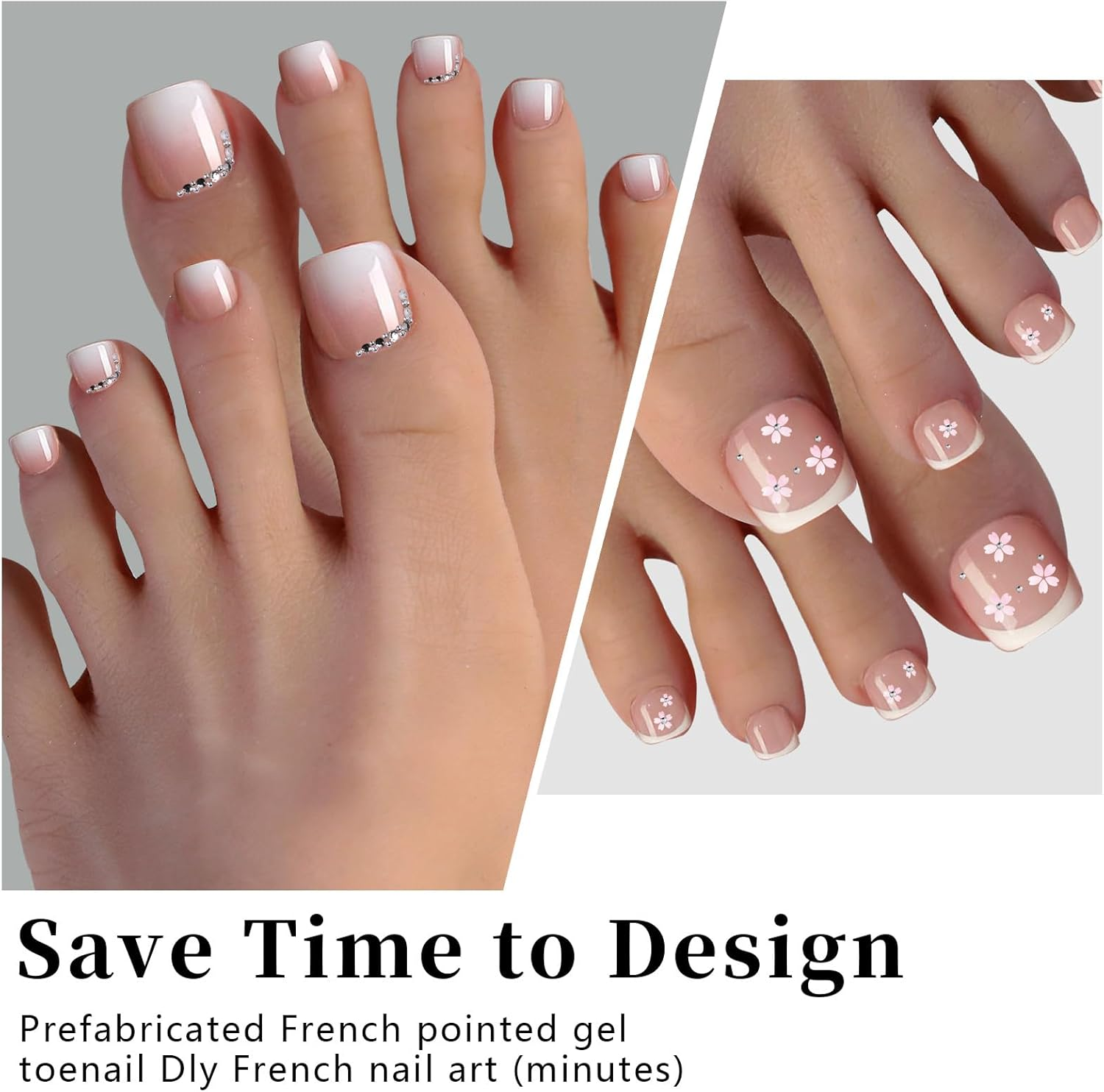 Toenail Tips Short Toenail Tips Square Toe Nail Tips Wearable Toenail Tips 120Pcs/Box, 12 Sizes SWRITATSK French False Nails image number 5