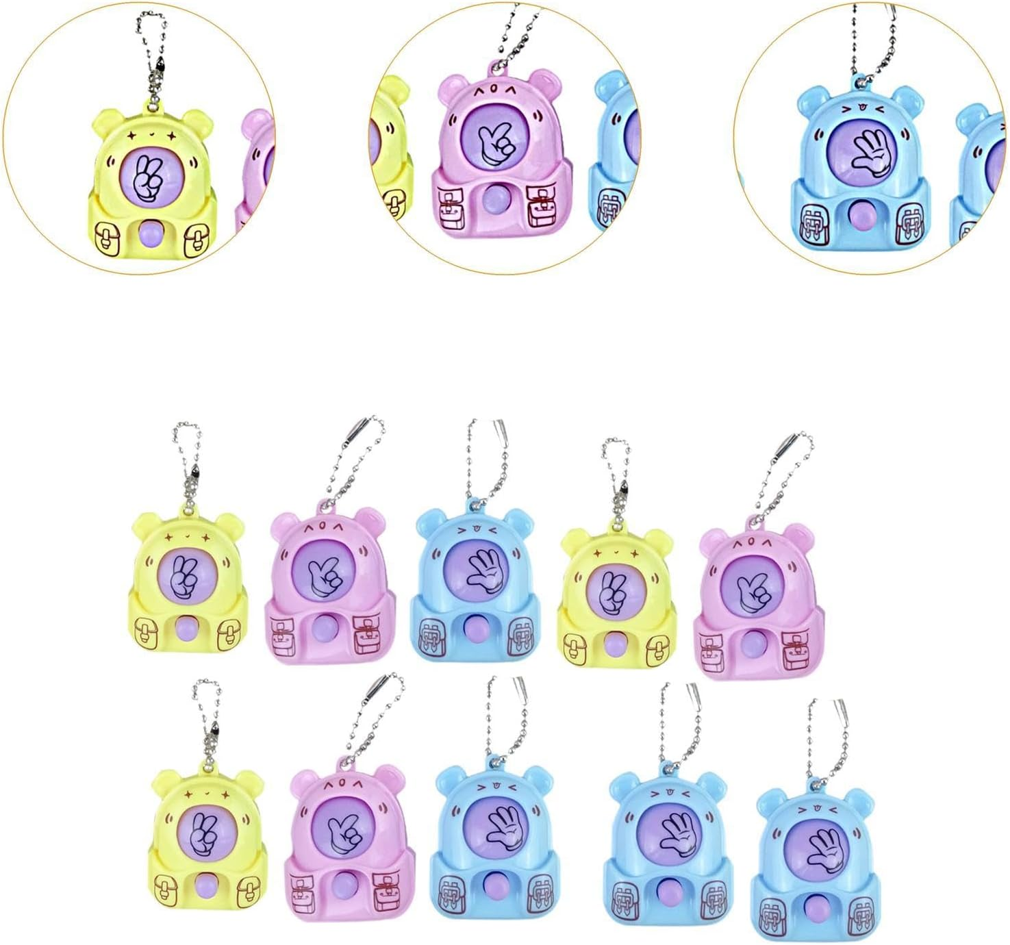 Generic 10Pcs Rock Paper Scissors Guessing Game Toys for Kids Gifts Mini Cartoon Toy with Keychain for Children And image number 3