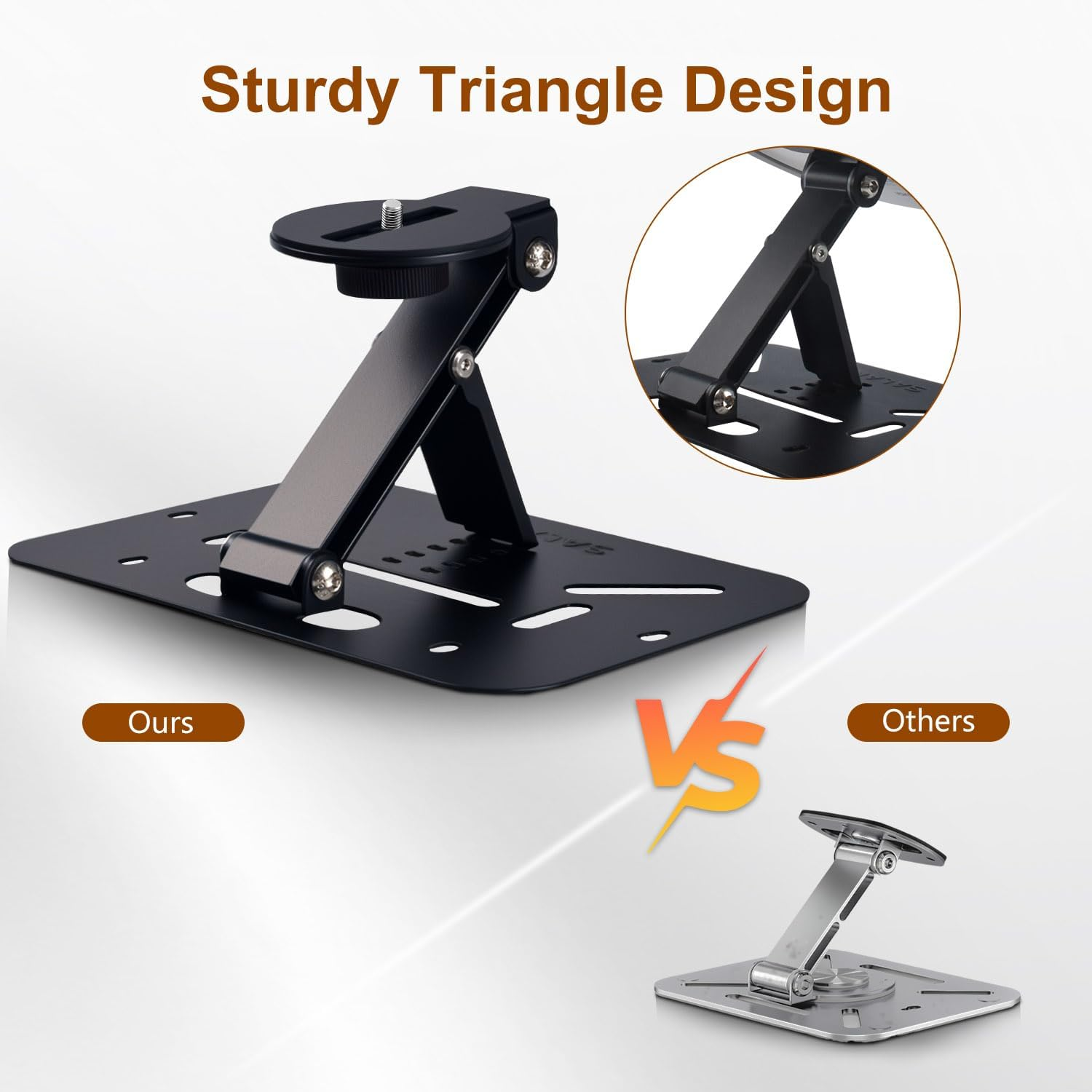 3-In-1 Mini Projector Stand,Foldable with 1/4 Screw Projector Mount, Easy Setup, Portable and 180&deg; Adjustable, Projector Mount Compatible with Most Projectors,For Table/Wall/Ceiling/Outdoor (Black)
