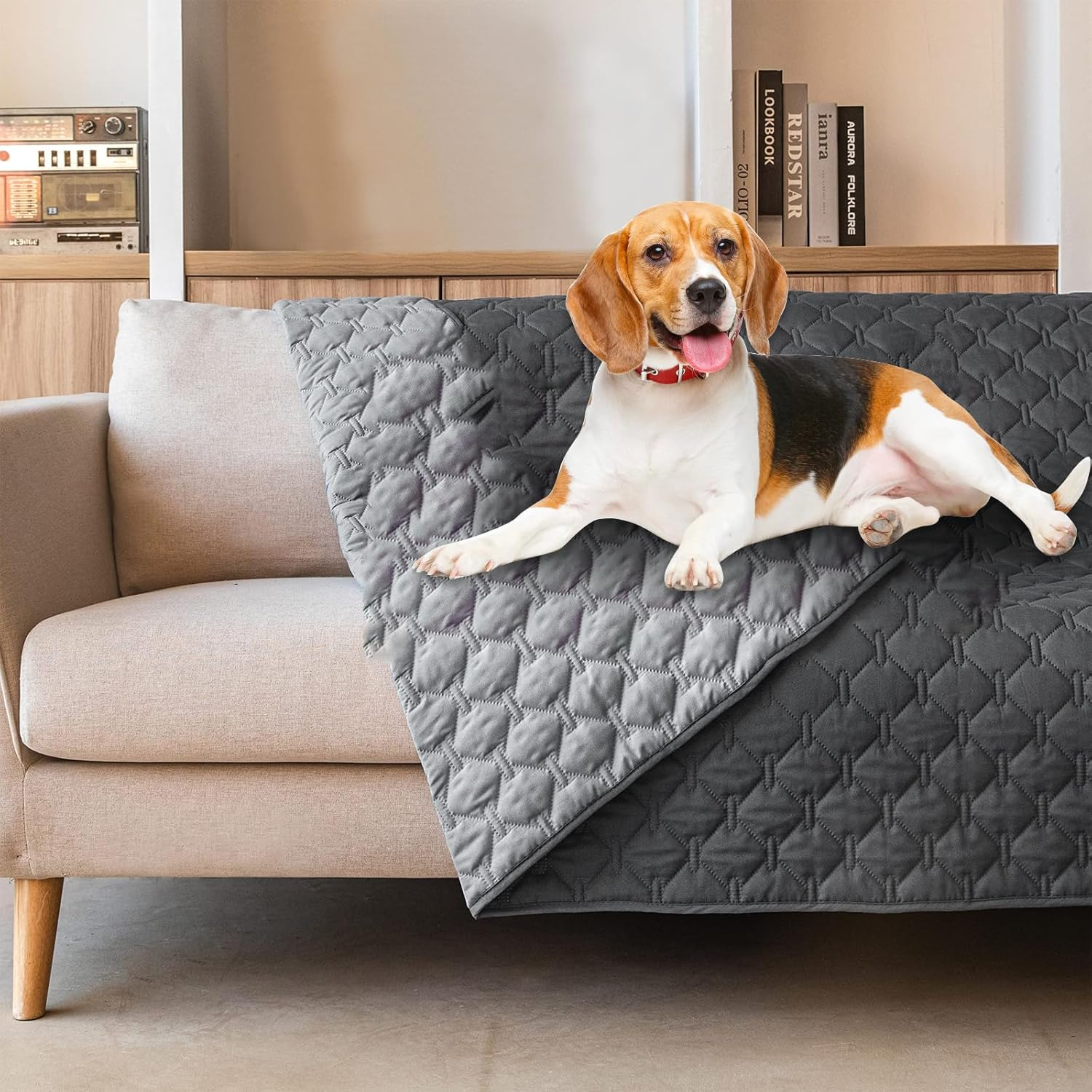 Waterproof Dog Bed Cover, Soft Reversible Pet Blanket, Washable Leakproof Dog Cat Couch Cover for Sofa Chair Recliner Furniture Protector (Grey, 130&times;200Cm/52&times;82") image number 4