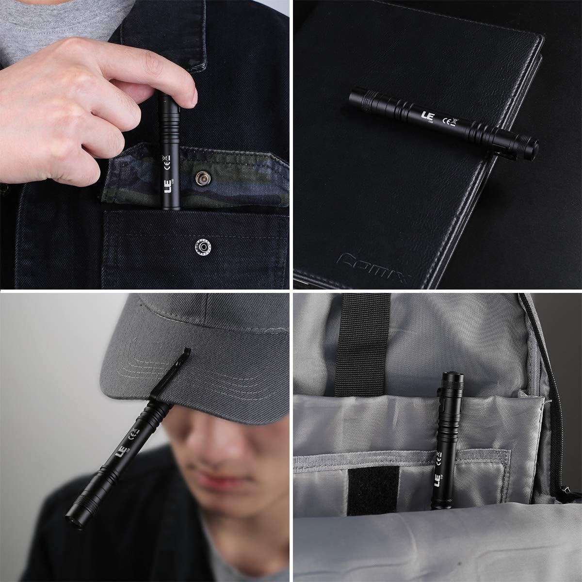 Pocket Pen Torch Light Flashlight C120, Small, Mini, Pen Light with Clip, AAA Battery Powered [Not Included], Perfect Torch for Inspection, Work, Repair, Gift and More, Pack of 2 image number 2