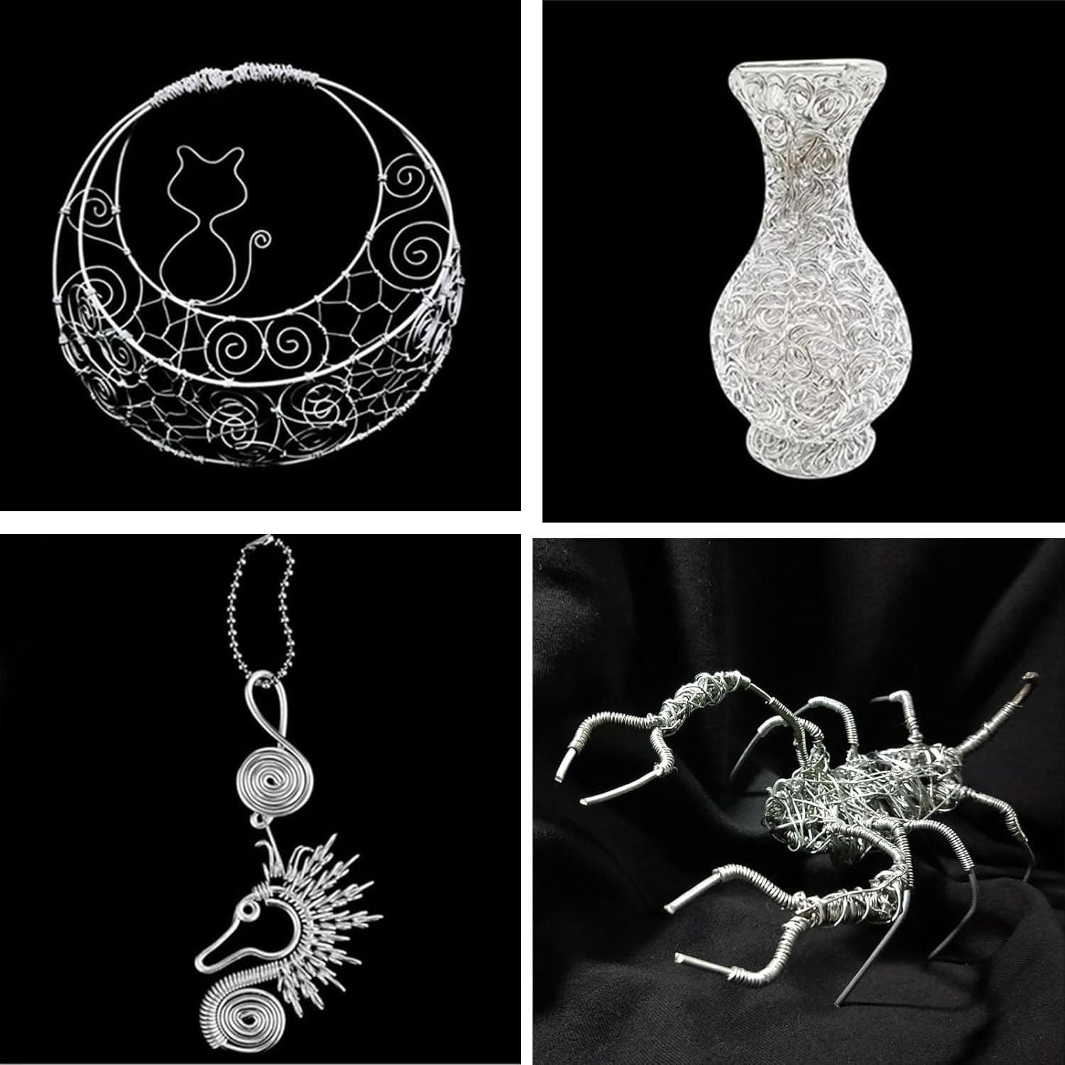 4 Rolls Silver Aluminum Wire,Diy Craft Art Wire,Flexible Bendable Craft Metal Wire, for Jewellery Modelling Making, DIY Sculpture and Crafts(0.8Mm*5M,1Mm*5M,1.5Mm*5M,2Mm*10M) image number 4