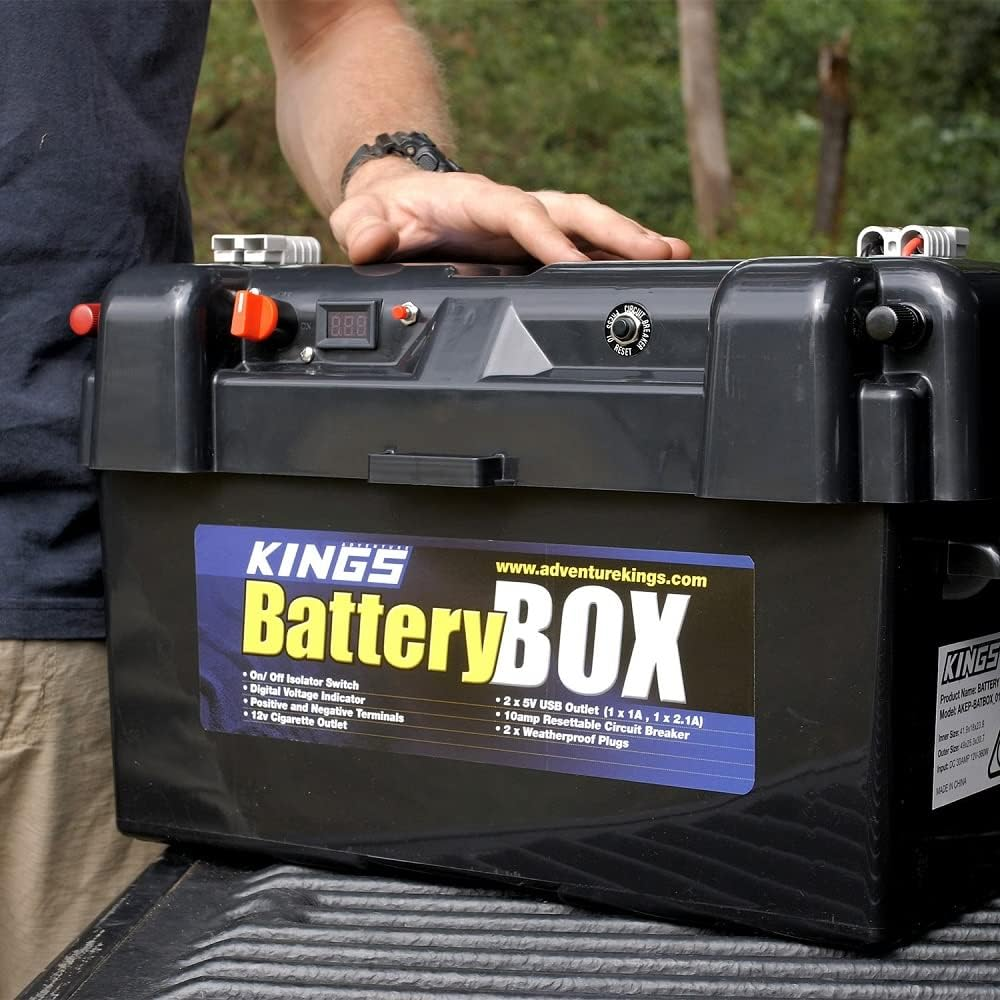 KINGS Maxi Battery Box Portable 12V | 2X USB & Cig Socket | Fits Most Deep-Cycle Batteries | 2 X Anderson Style Plugs | Digital Voltage Indicator image number 6