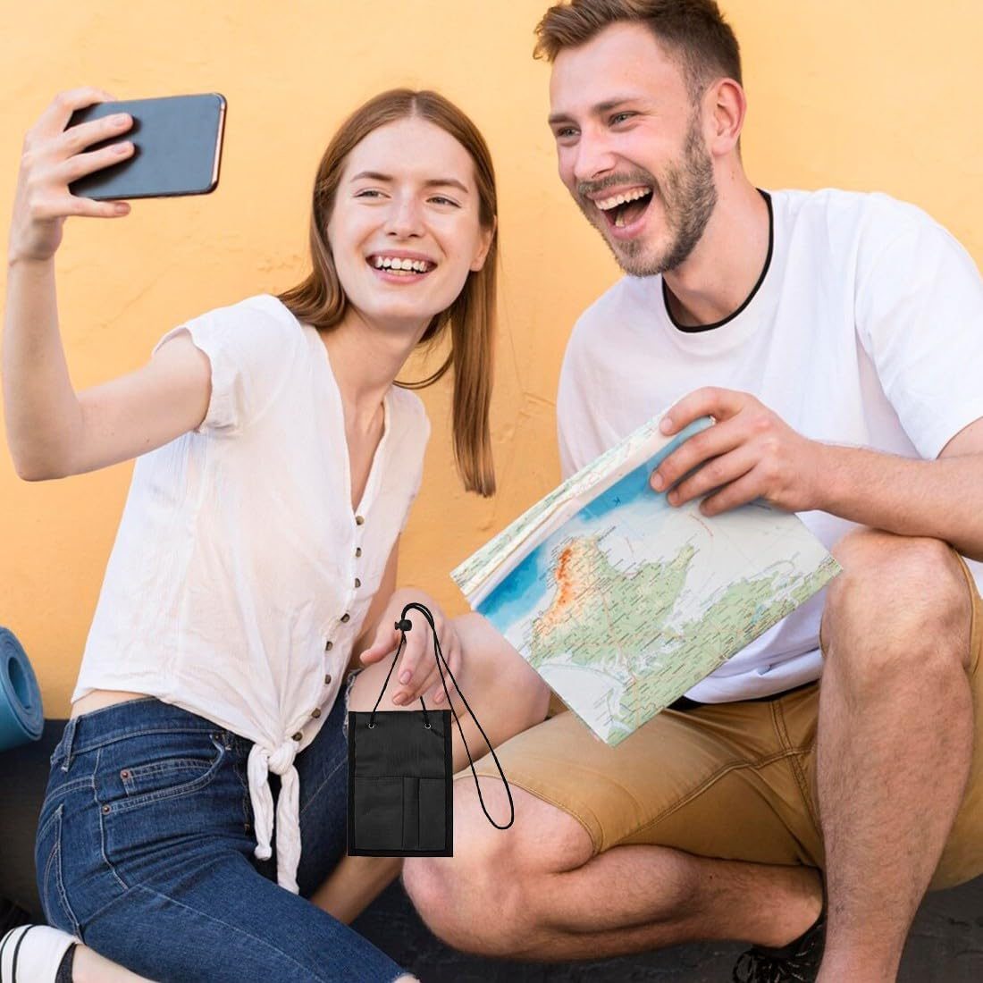 COYUN 1 X Mobile Phone Bag for Men, Neck Pouch for Men and Women, Hidden Theft Protection, Waterproof Travel Wallet, Travel Security Bag with Adjustable Neck Strap for Passport image number 2