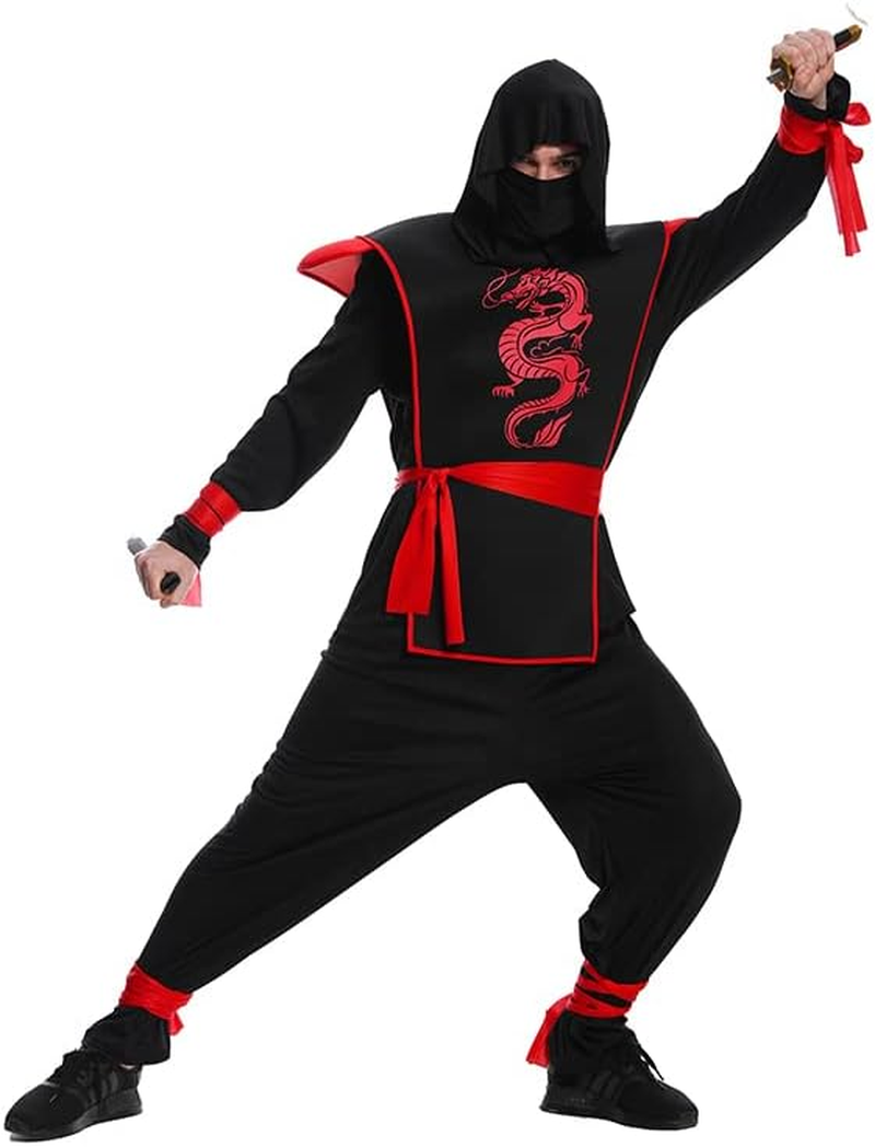 Men'S 5 Pc Dragon Ninja Outfit Halloween Cosplay Costume image number 3
