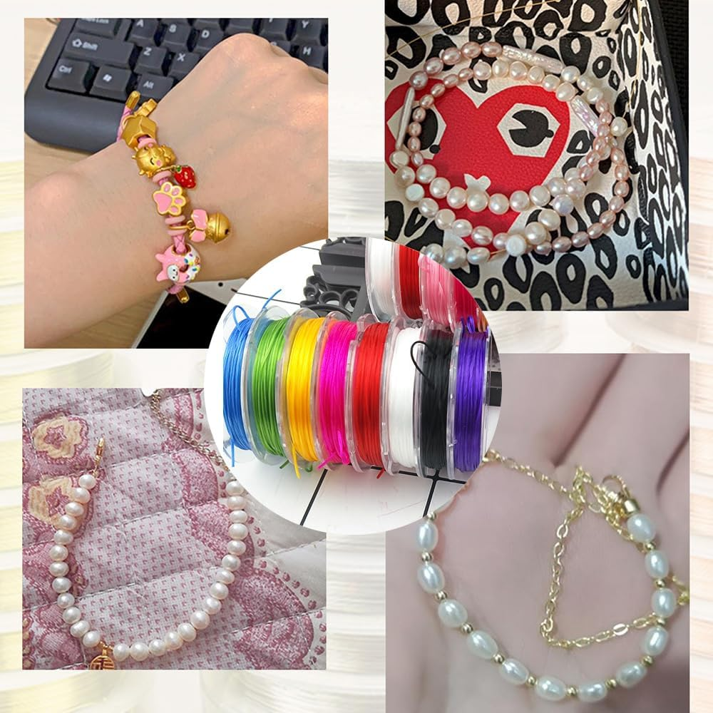 Elastic String for Bracelets 12 Roll 0.7Mm, High Stretchy Beading Elastic String for Bracelets Necklace Jewelry Making, 12 Color image number 2