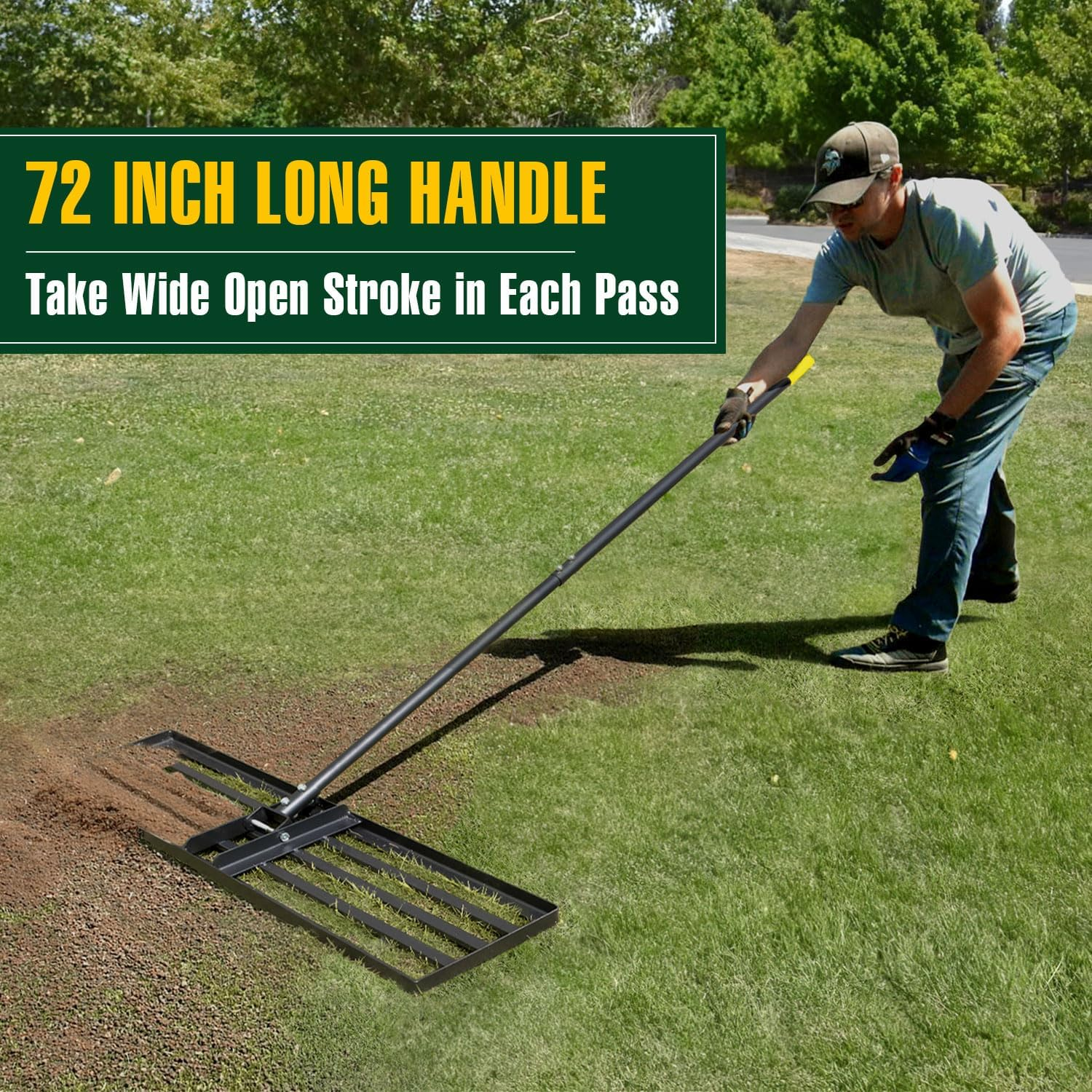 Jardineer Lawn Leveling Rake 36 Inches, Heavy Duty Ground Leveler for Grass, Soil, Dirt, and Sand - Ideal Yard Tool image number 6