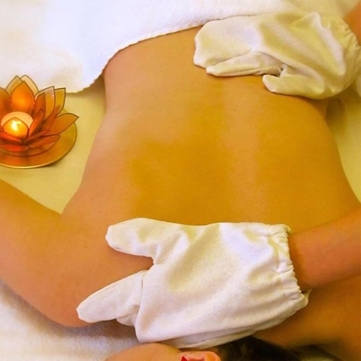 Raw Silk Gloves Ayurvedic Massaging Mitts Dry Massage Brush Bath Scrubbing Shower Bamboo Fiber Body Cleaning Cloth Sponges Dead Skin Remover for Wet Dry Brushing Bath Spa Massage Face image number 5