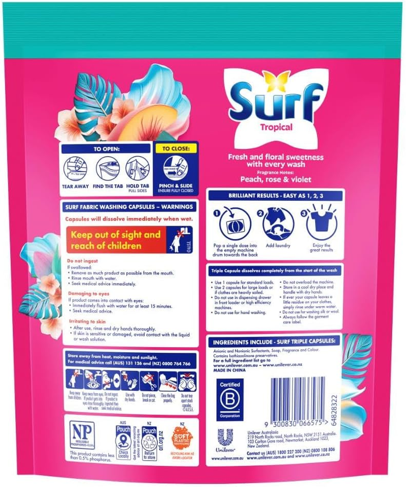 Surf Tropical Detergent Capsules, 50 Pack image number 4