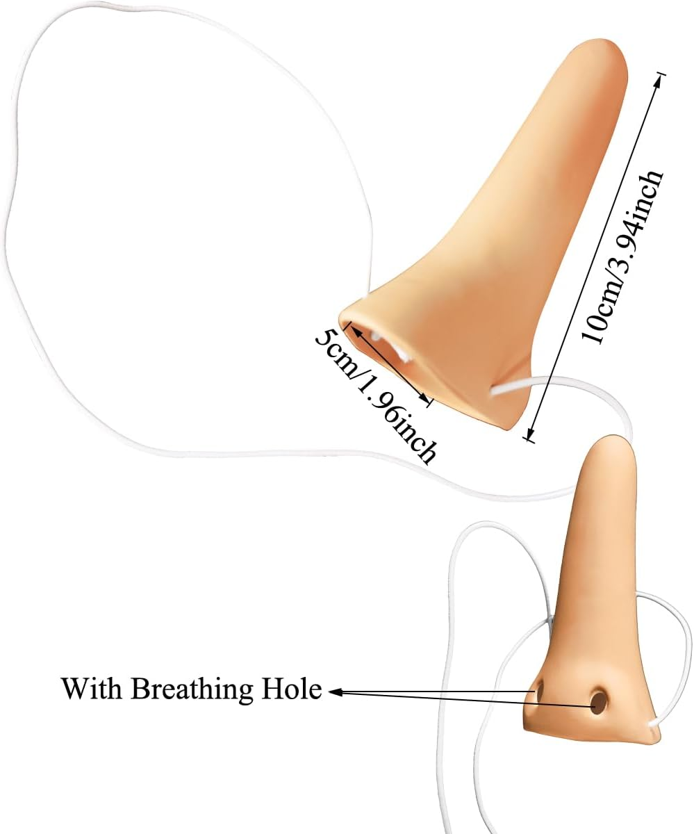 ATAYOU 4 Pcs Mens Halloween Cosply Costume Accessories Set with Black Gray Striped Scarf Fake Nose Latex Bald Cap, Black and Gray image number 5