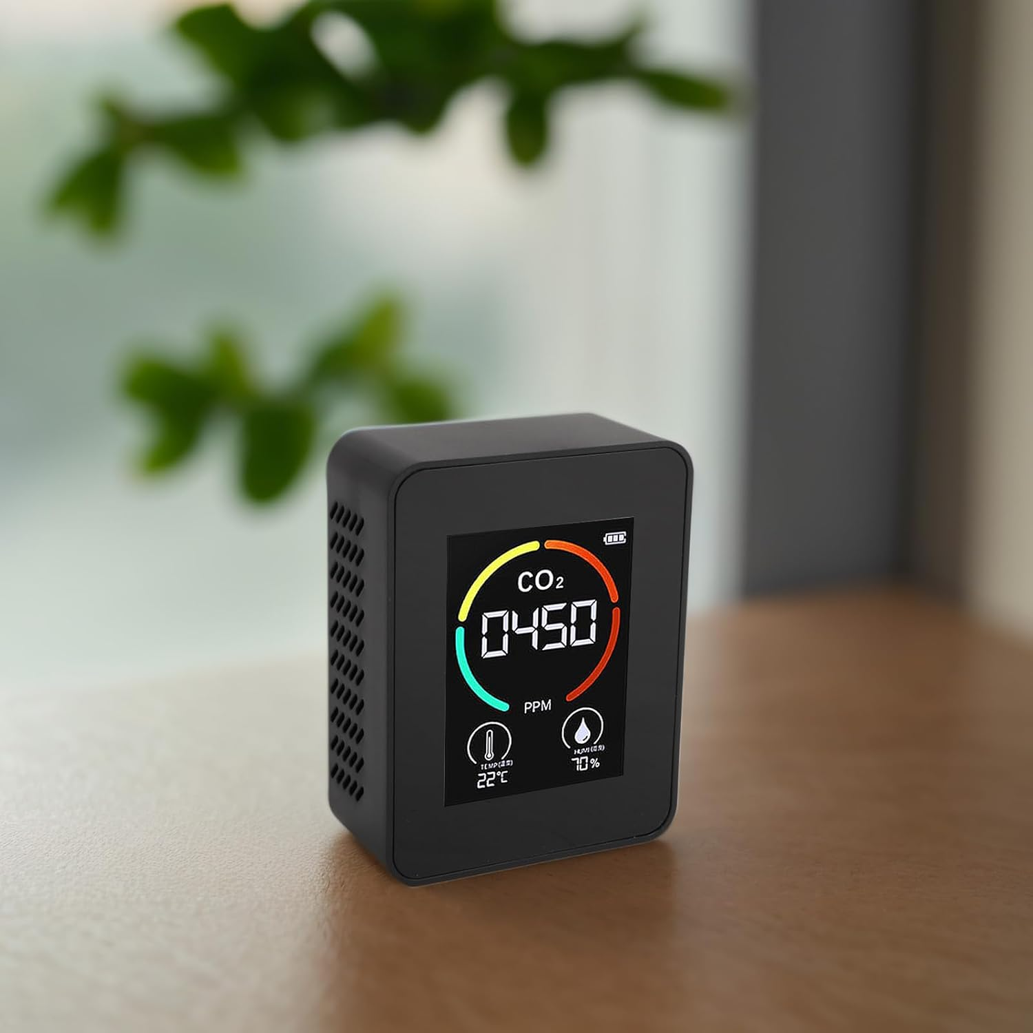 Tnfeeon Air Quality Detector Portable Color Display CO2 Temperature Humidity Tester for Home Office School Hotel, ABS Material (Black) - White image number 5
