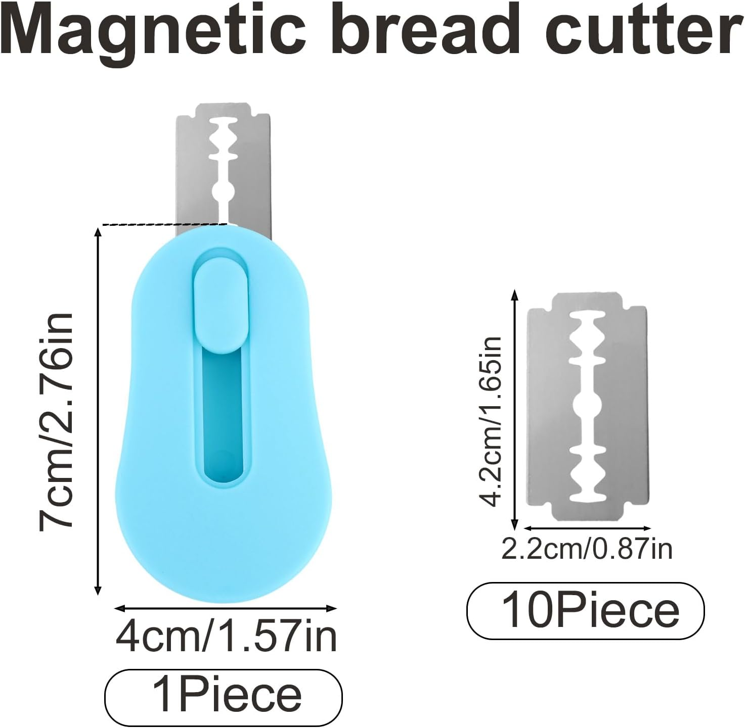 Gosknor Bread Dough Scoring Tool, Extractable & Magnetic Sourdough Scoring Tool with 10 Razor Blades Stainless Steel Dough Cutter Knife for Bread Baking Making Supplies (Blue) image number 3