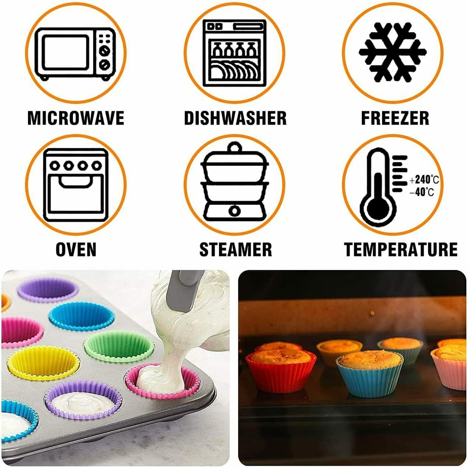 20X round Cup Cake Silicone Baking Mould Cupcake Case DIY Bake Mold Muffin Silicone Muffin Cups Cupcake Liners Rainbow Colors