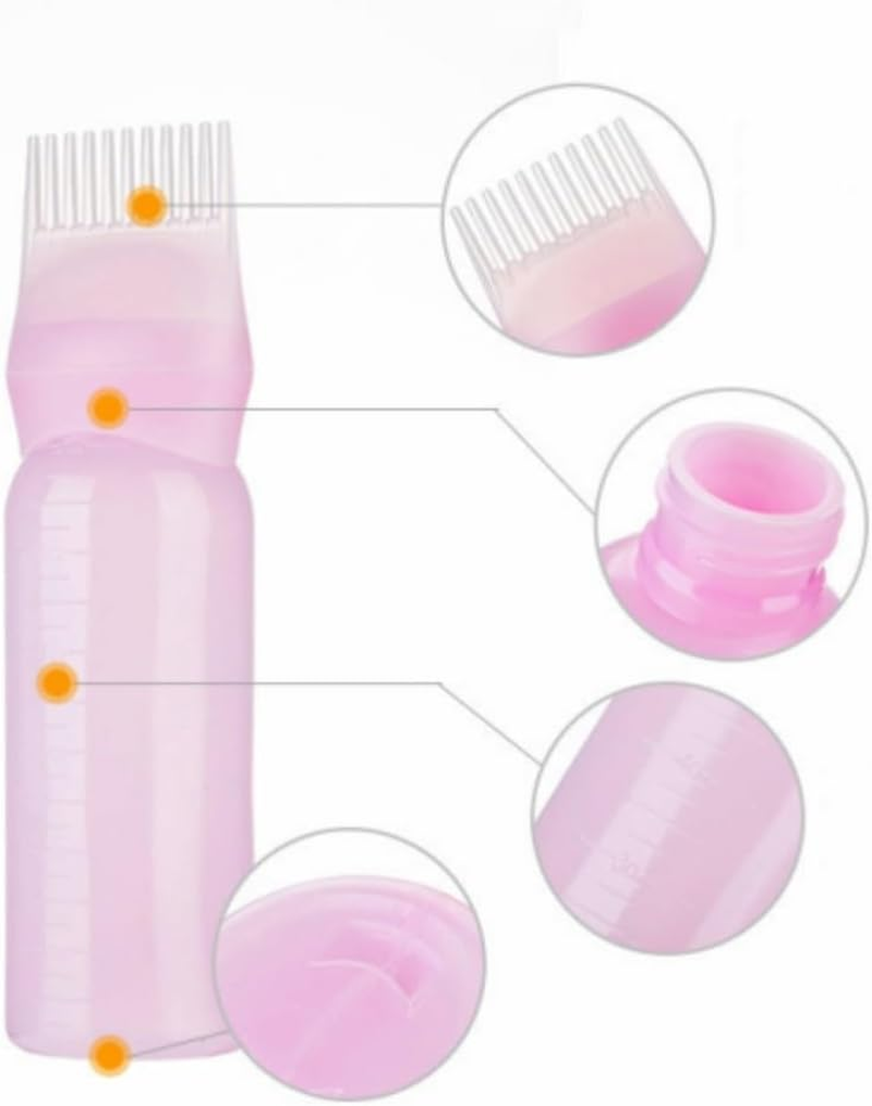 3Pcs 6Oz Large Capacity Root Comb Applicator Bottle, Hair Dye Brushroot Comb Squeeze Applicator Bottles with Graduated Scale for Salon Hair Coloring Dyeing Scale for Home Diy Use image number 2