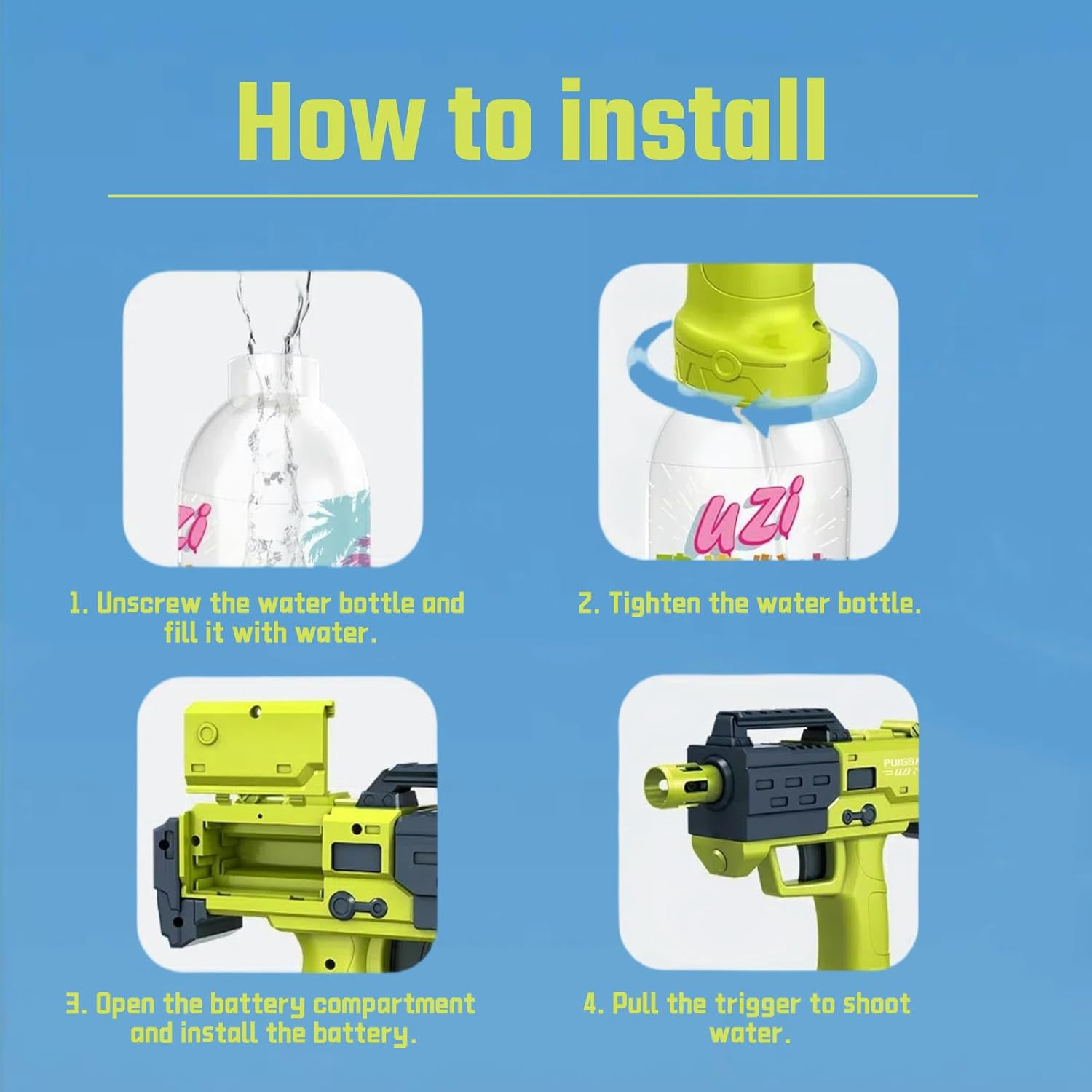 Electric Water Gun, Automatic Water Gun, 10M Range Battery Powered High Power Electric Squirt Gun, Full Auto Water Pistol with High Pressure, 300Ml Large Capacity Water Bottle Electric Water Gun image number 1