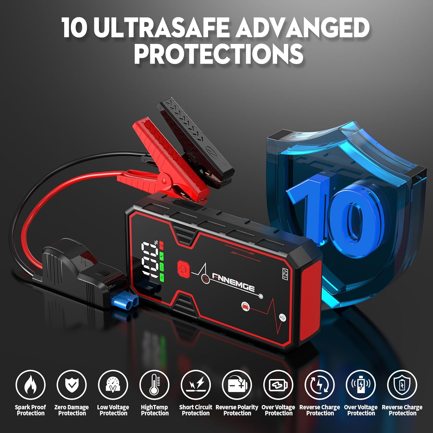 Car Jump Starter, 5000A Peak 23800Mah 12V Jump Starter Battery Pack(Up to All Gas, 8.0L Diesel Engine),With USB Charge Output Port,Led Light. image number 6
