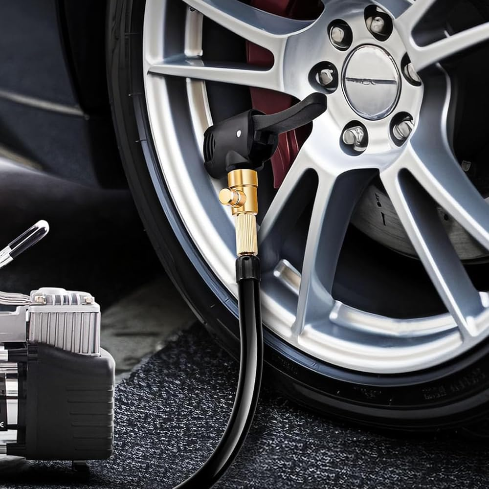 1 Pcs Car Mounted Inflation Pump Conversion Nozzle,2 in 1 Car Tyre Air Chuck,Pump Head with Bleed Valve,American Mouth French Mouth Inflation,Suitable for Cars,Motorcycles,Bicycles,Electric Vehicle image number 6