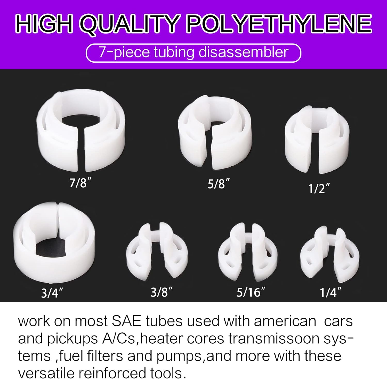 Swpeet 25Pcs Duarble Quick Disconnect Tool Kit, Line Disconnect Tool Set for AC Fuel Line & Transmission Systems Perfect for Fuel Line Automotive Air Conditioner and Transmission Oil Cooler Line image number 2