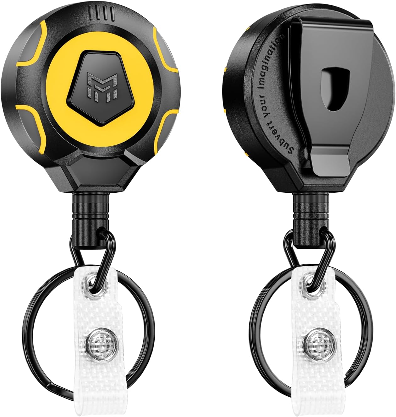 MNGARISTA Upgraded Heavy Duty Retractable Keychain with Belt Clip, 283.5 G Retraction, 80 Cm Stainless Steel Cord, ID Badge Reel with Badge Strap and Key Ring, 2 Pack image number 3