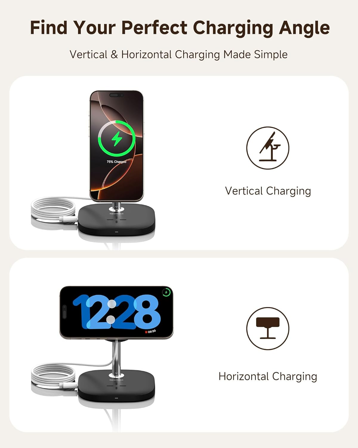 Wireless Charging Station for Iphone/Apple Wtach/Airpods, Swanscout 711M, Detachable Magnetic Charger for Iphone 16/15/14/13/12 Series, for Apple Watch 10/Ultra 2/9/8/7/6/5/Se(No Adapter)