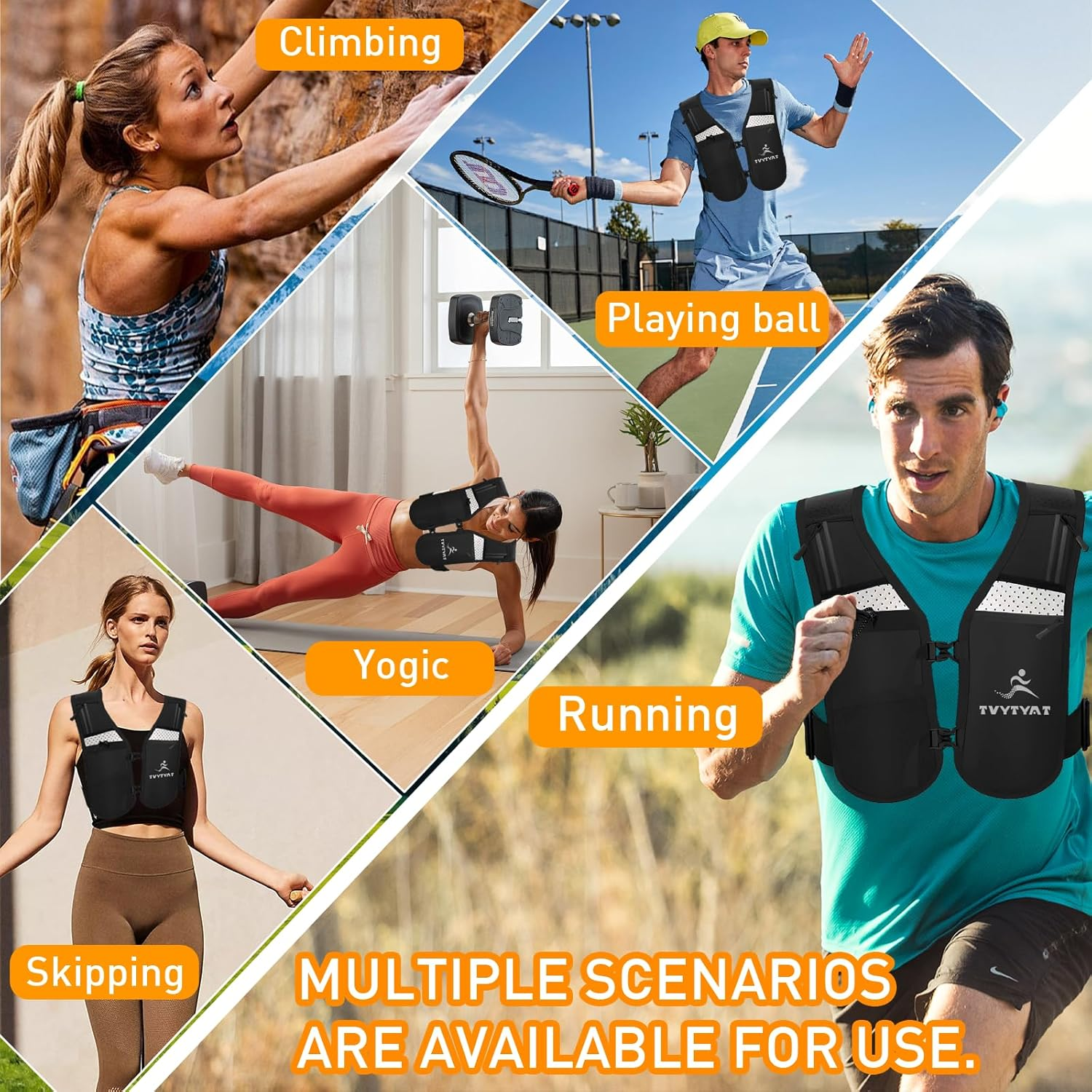 Running Vest Backpack, Adjustable with Reflective Strips for Men and Women, Cycling, Running, Mountaineering, Hiking, Hydration Vest Set Multiple Pockets for Storing Mobile Phones, Water Bottles image number 3