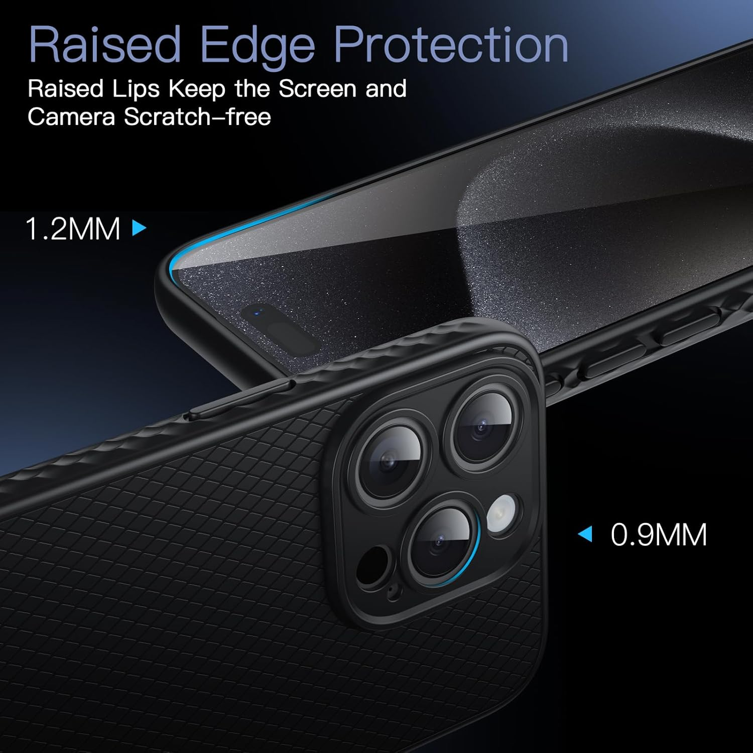 Jetech Grip Case for Iphone 15 Pro Max 6.7-Inch, Soft TPU Slim Fit Protective Phone Cover with Camera Lens Full Protection, Shockproof (Black Titanium) image number 5