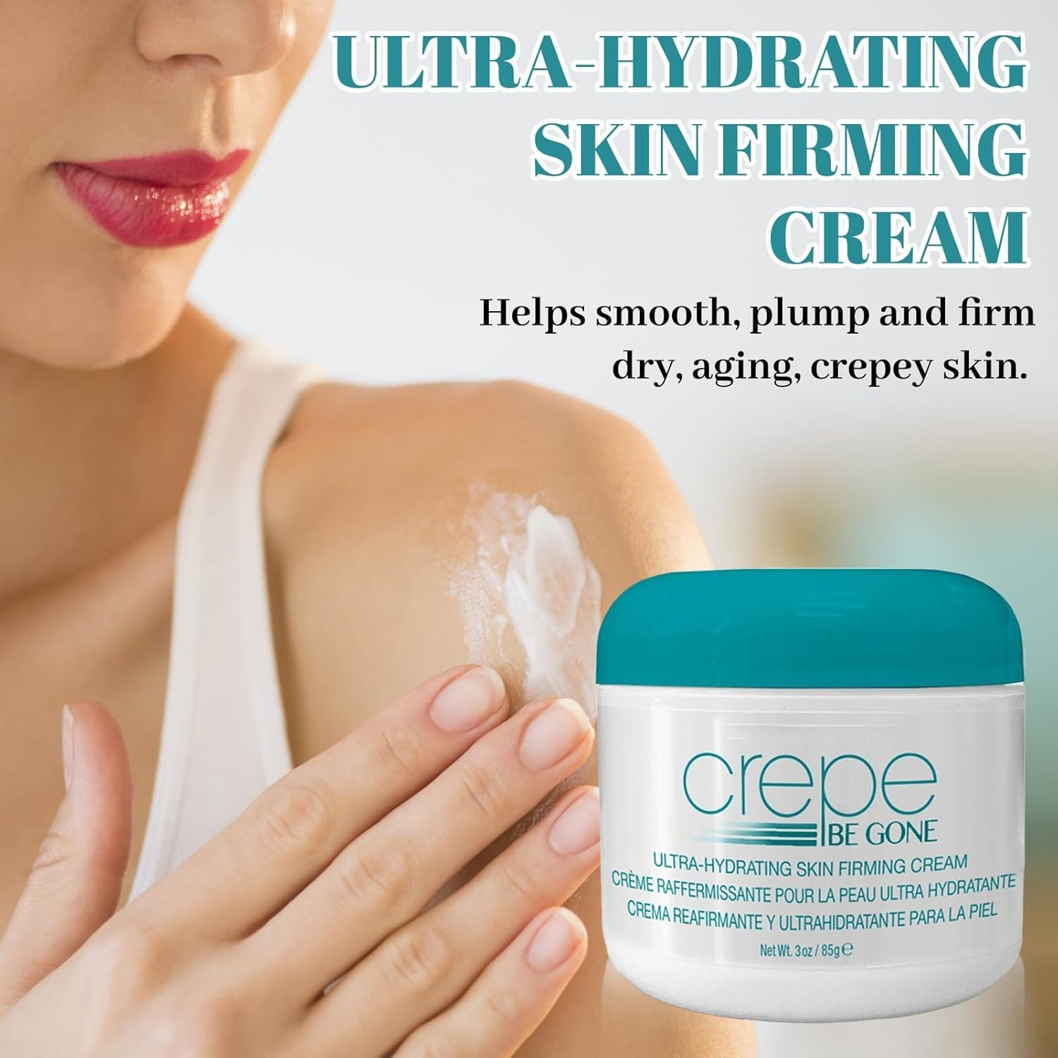 Crepe Be Gone Body Souffle,Ultra Hydrating Crepe Skin Firming Cream for Neck,Chest, Arms & Legs,3 Ounce,1Pcs image number 6