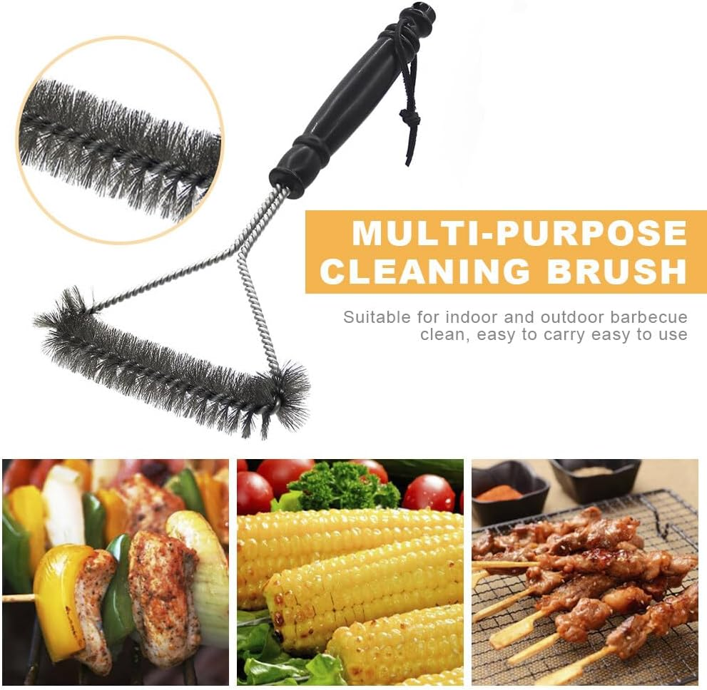 BBQ Cleaning Wire Brush, Bbq Cleaner, Grill Brush, BBQ Oven Cleaner, 2 in 1 Pointed Tail Wire BBQ Brush + Stainless Steel Curl Grill Brush Barbecue Cleaning Kit(Black) image number 1