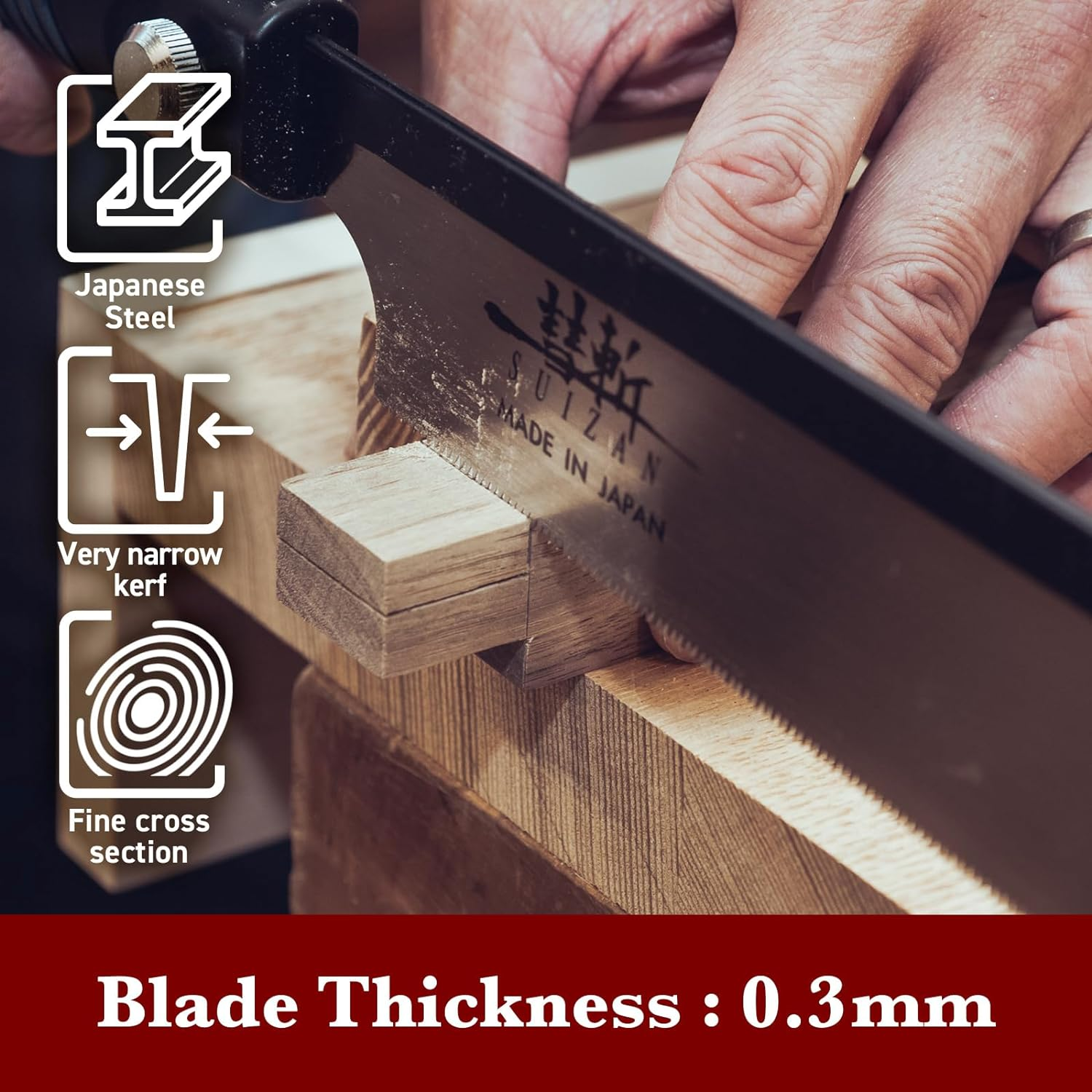 SUIZAN Dozuki Dovetail Saw 180Mm Rip Cross Angle Cut - Professional Japanese Pullsaw Handsaw Woodworking Tools image number 5