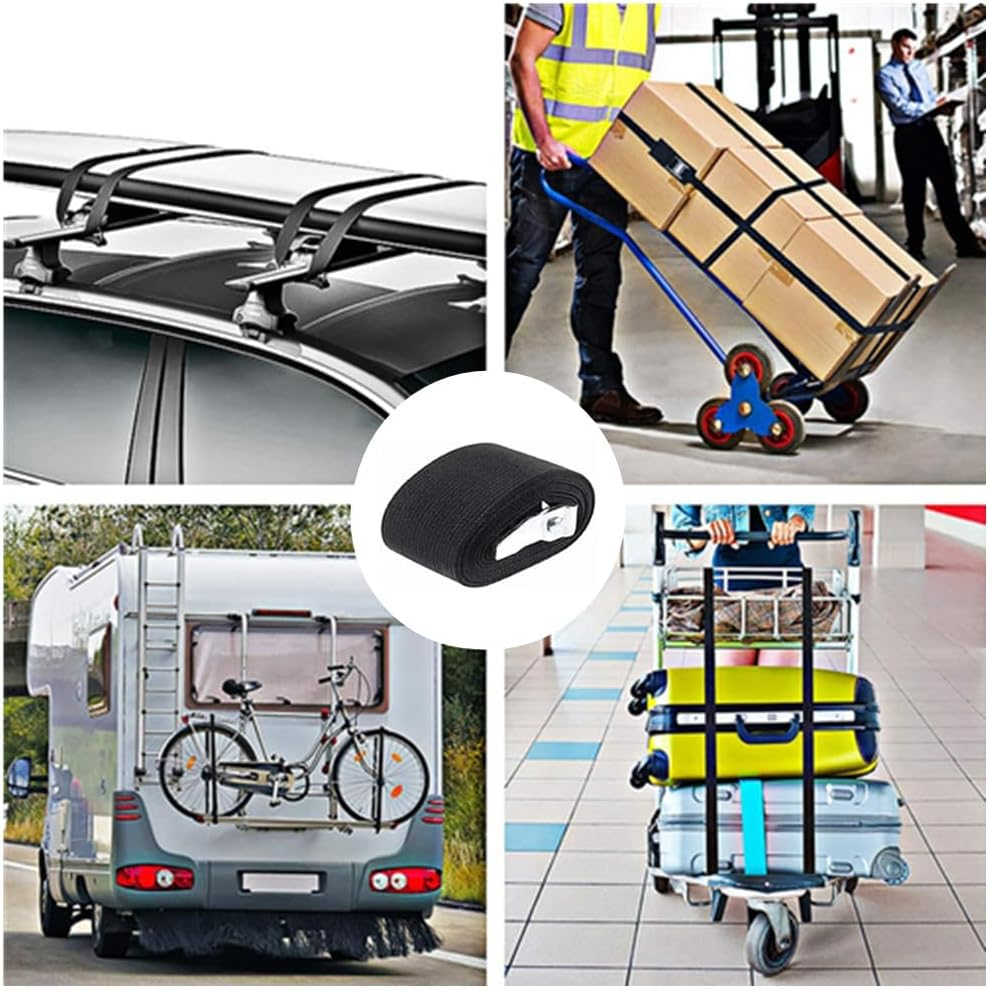 12 Pack Tie down Straps, 1M Heavy Duty Tensioning Belts, Adjustable Cargo Straps Ratchet Straps, Strap with Buckle, Lashing Straps Suitable for Car Motorcycle Trailer Luggage Cargo(Black) image number 1
