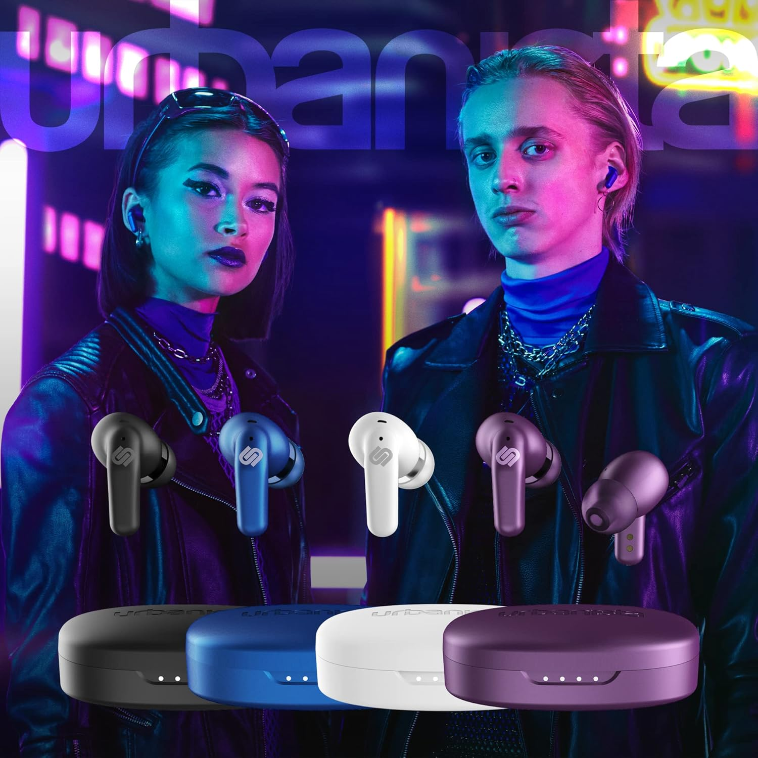 Urbanista Seoul Wireless Earbuds, Vivid Purple - Midnight Black image number 3