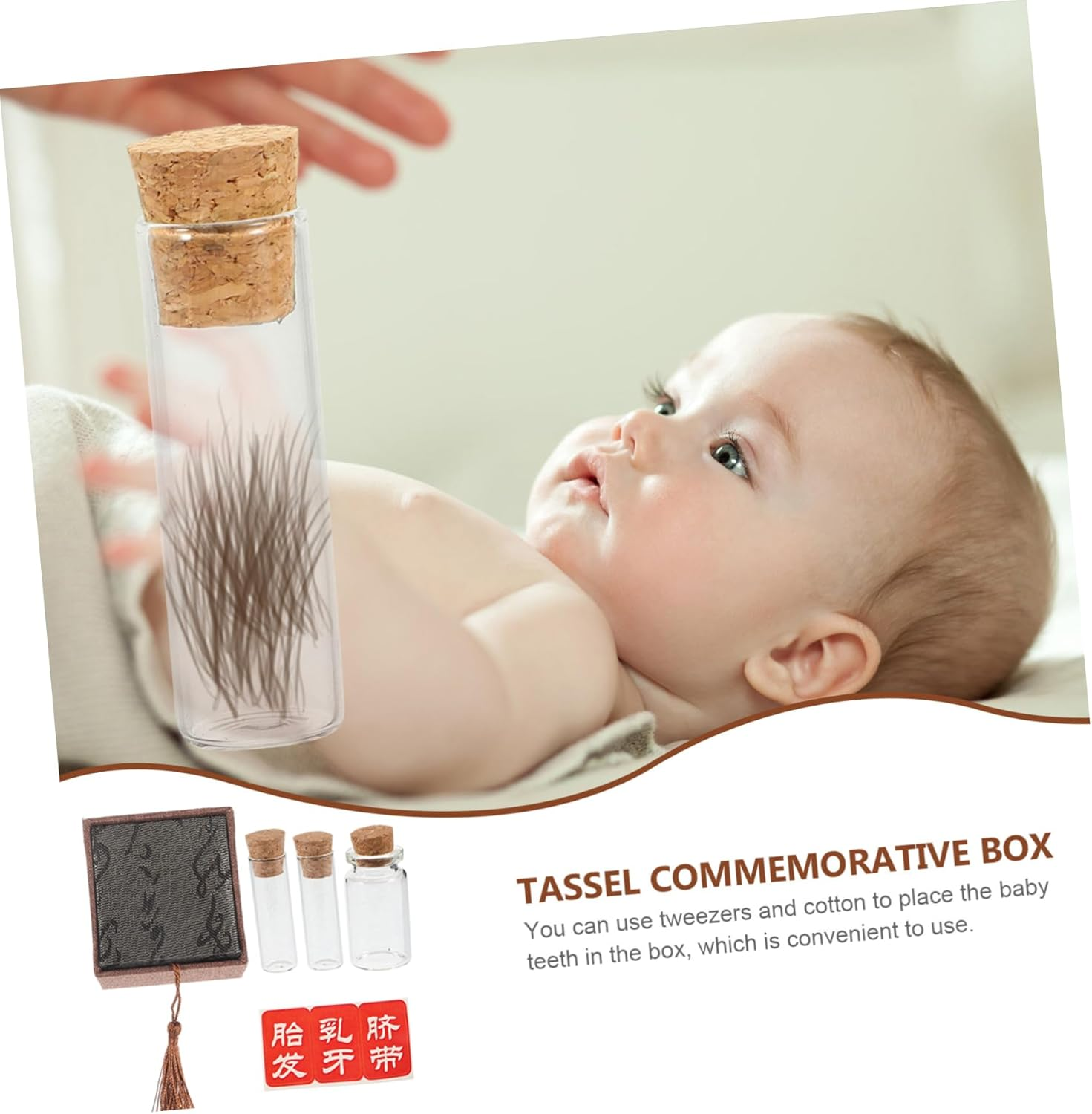 IMIKEYA Baby Tooth Holder and Fetal Hair Storage Box Set, Small Keepsake Organizer for Newborns, Kids Tooth Collection Case Random Sticker Design, 3Pcs Memorial Storage Kit image number 5