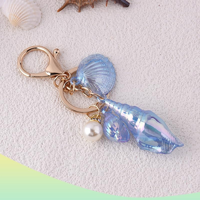 YALLNASL Seashell Purse Charms for Handbags Tote Beach Bag Accessories for Girls Women Beach Theme Gift Sea Shell Keychains image number 3