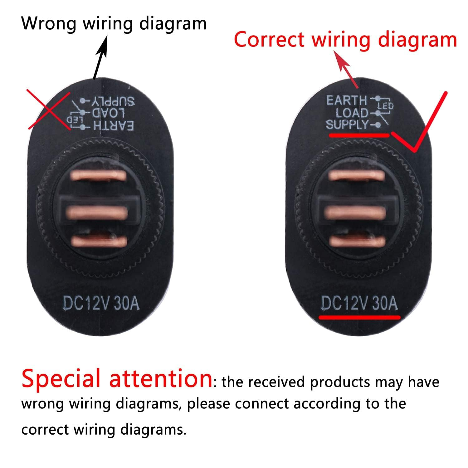 12V 30A Toggle Switch Rocker Switch,Led Lighted Rocker Switch Toggle, 4 Pcs 12V 30A SPST,3 Pin On-Off 4 Colour round Dot Switch12Mm Hole,12V Car Truck RV Rocker Arm Toggle Switch LED Switch Control image number 2