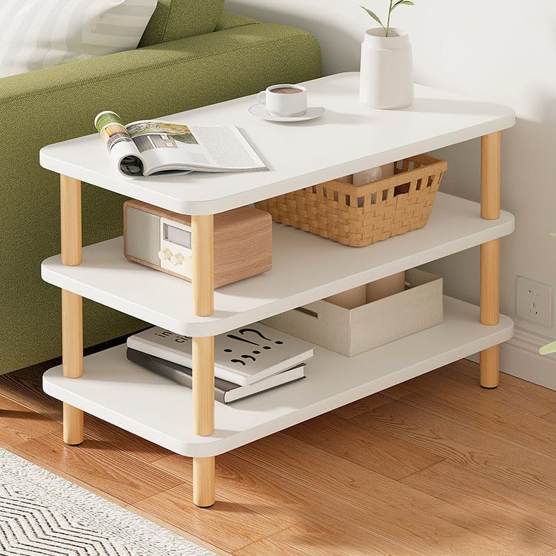 End Table, Side Table, Nightstand Bedside Table, 3-Tier Storage Shelf for Small Spaces, Bedroom, Living Room, Entryway, Farmhouse, Easy Assembly, White image number 5