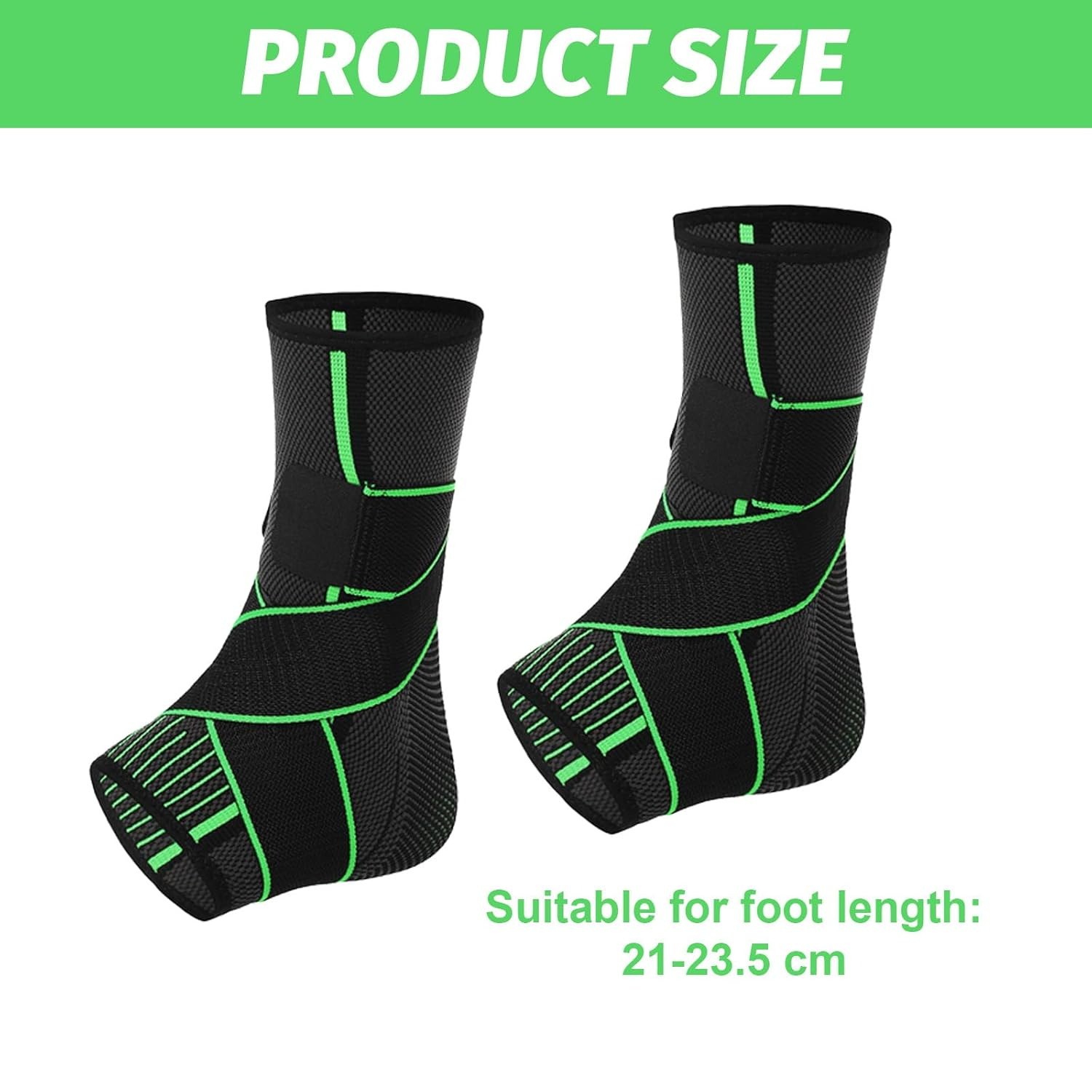 Adjustable Ankle Support Brace - Compression Sleeve for Sprains, Plantar Fasciitis, Achilles Tendonitis & Ligament Injuries, Breathable Foot Brace for Men & Women (2 Pcs L) image number 3